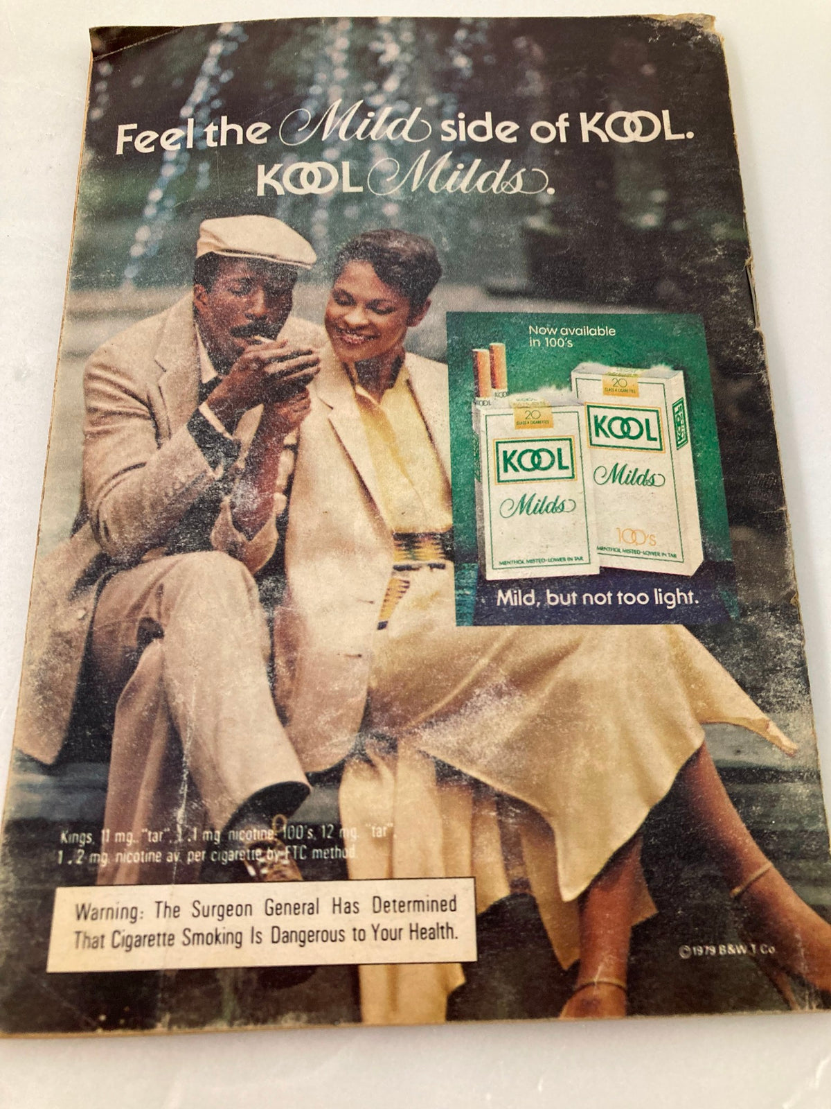 Advertisement for Kool Milds cigarettes on the back cover of VTG Jet Magazine February 7 1980 Vol 57 #21 Barbara McNair No Label, showcasing a couple enjoying a smoke.