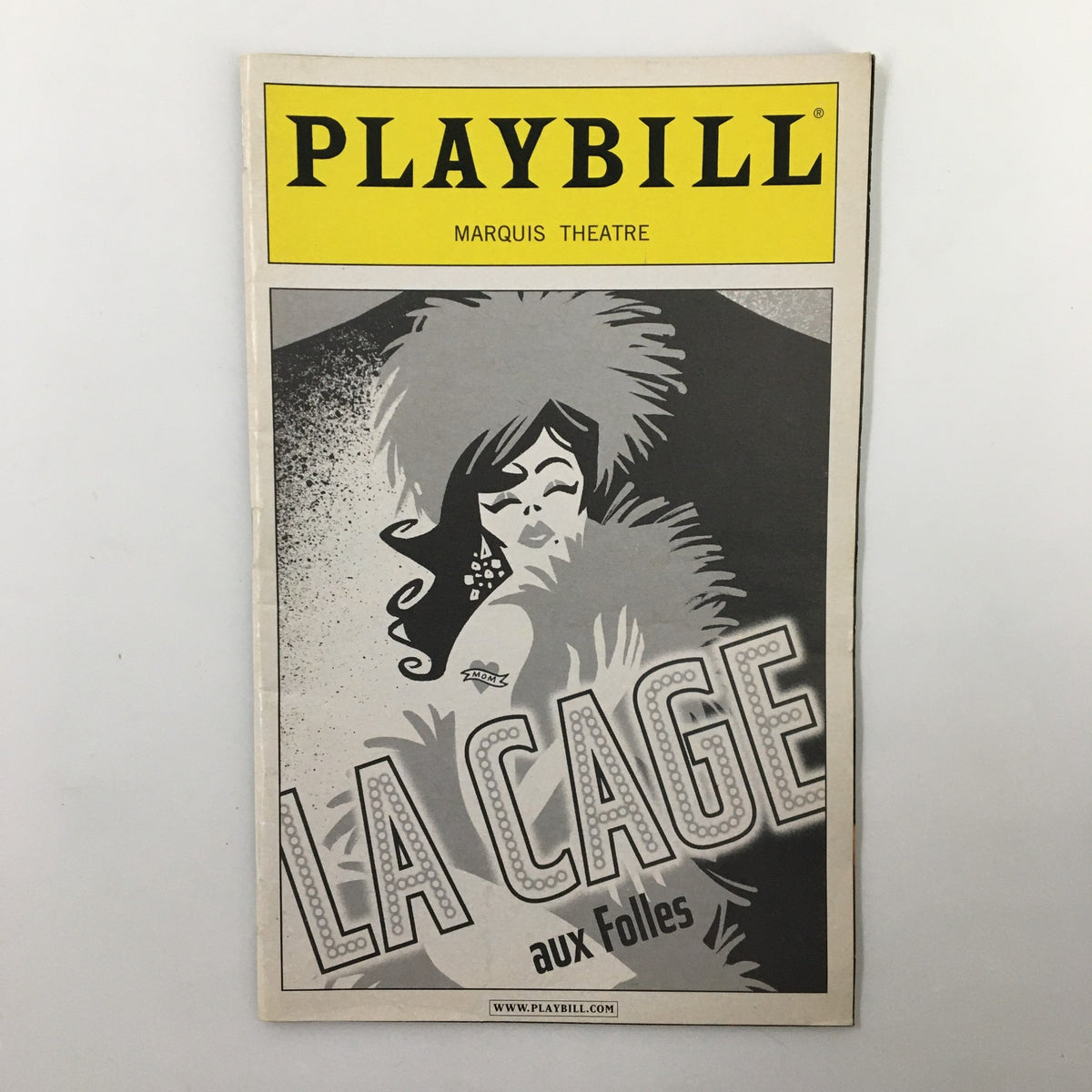 2005 Playbill for La Cage Aux Folles at the Marquis Theatre featuring striking black and white cover art.