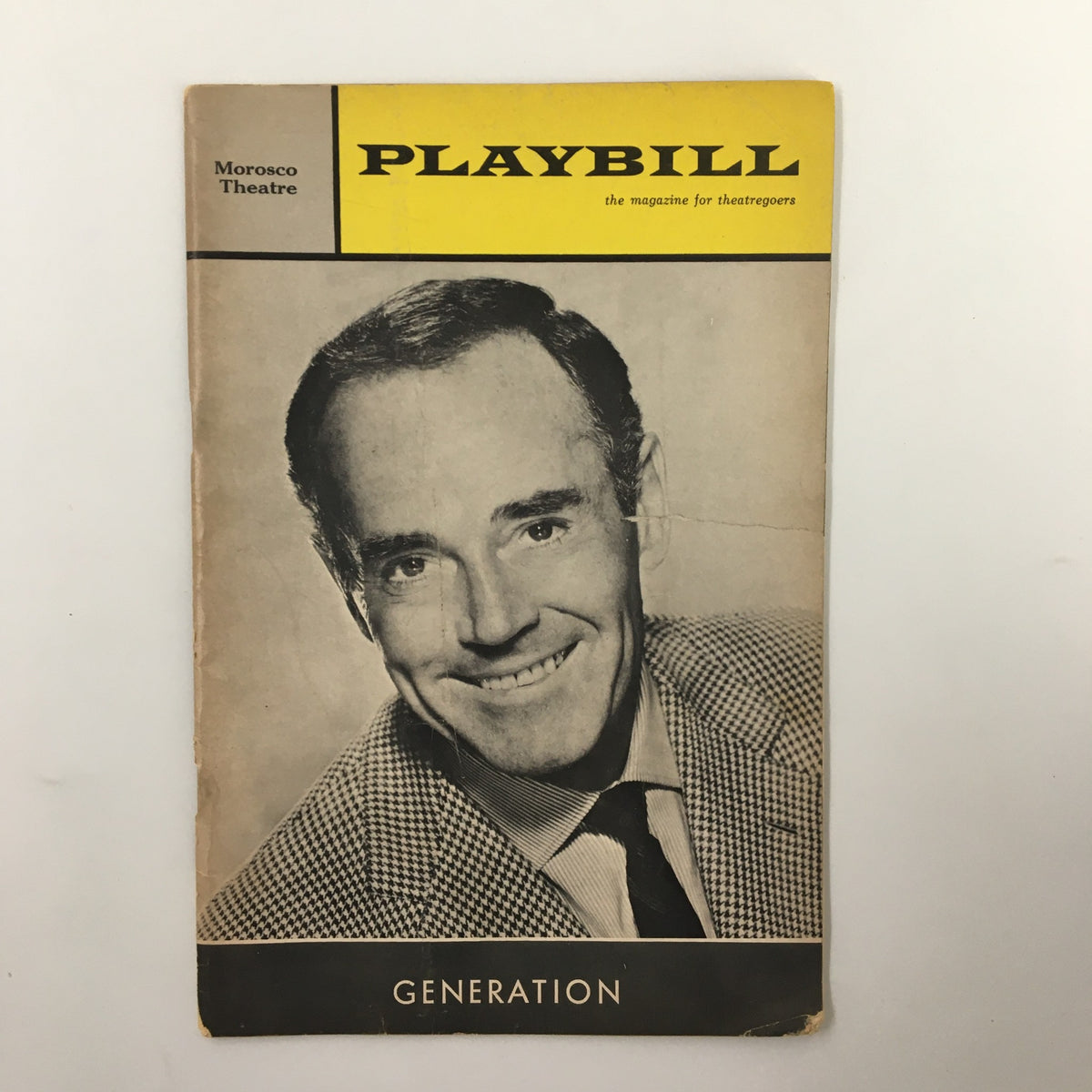 1966 Playbill for The Morosco Theatre featuring Henry Fonda in the production 'Generation' directed by Gene Saks. The cover showcases a portrait of Henry Fonda with the Playbill title prominently displayed.