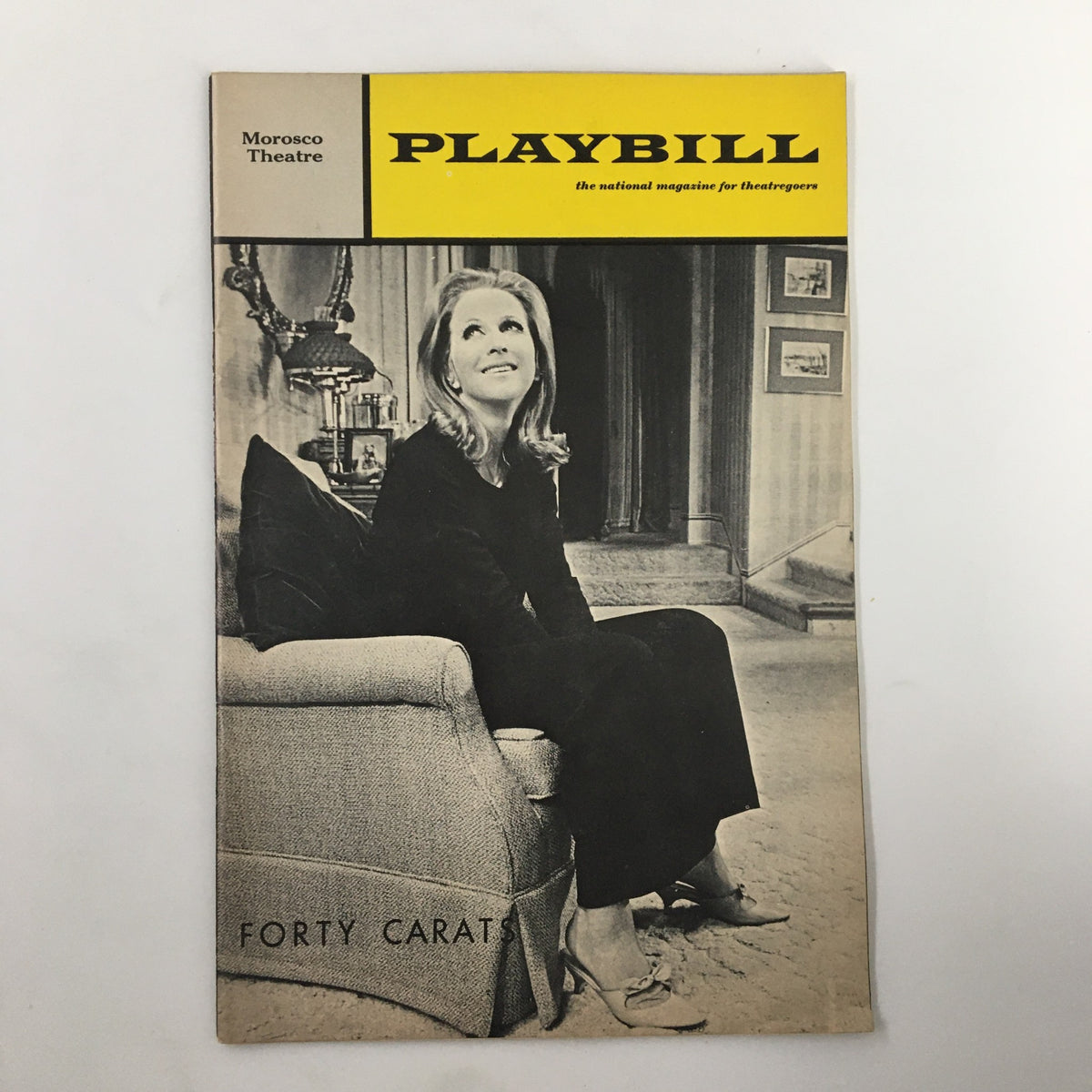 1969 Playbill for The Morosco Theatre featuring Julie Harris in the play Forty Carats, showcasing a vintage black and white cover design.