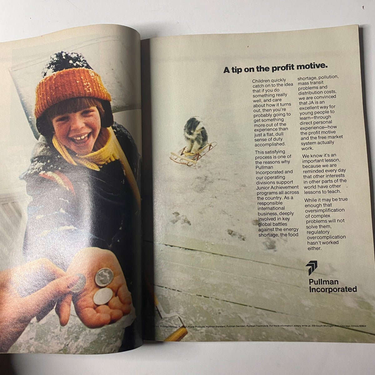 Another interior page of Forbes Magazine from January 8, 1979, featuring an advertisement by Pullman Incorporated related to profit motive and economic themes in the 31st Annual Report on American Industry.
