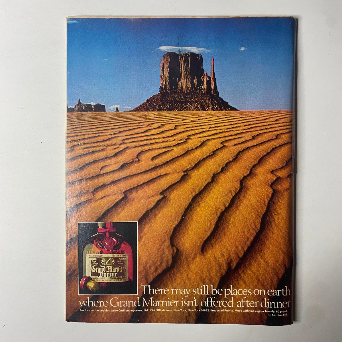 Back cover of Forbes Magazine September 15, 1980 featuring a Grand Marnier advertisement with a stunning desert landscape backdrop.