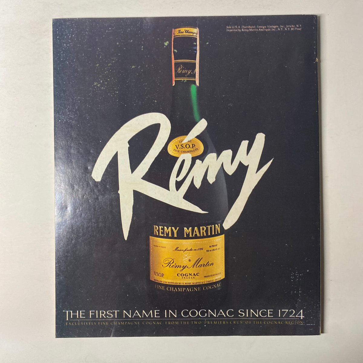 Cover advertisement for Rémy Martin in Fortune Magazine, November 17, 1980. Features the logo and details of the brand known as 'The First Name in Cognac Since 1724', showcasing its V.S.O.P. cognac.