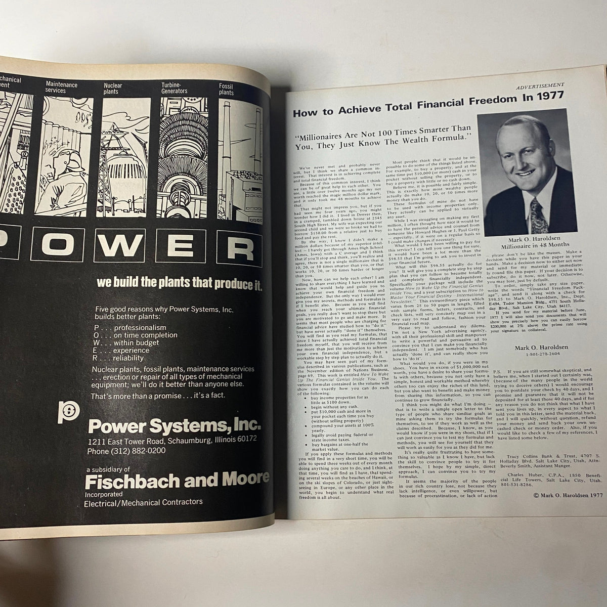 An advertisement page from Fortune Magazine April 1977, featuring tips for achieving financial freedom.
