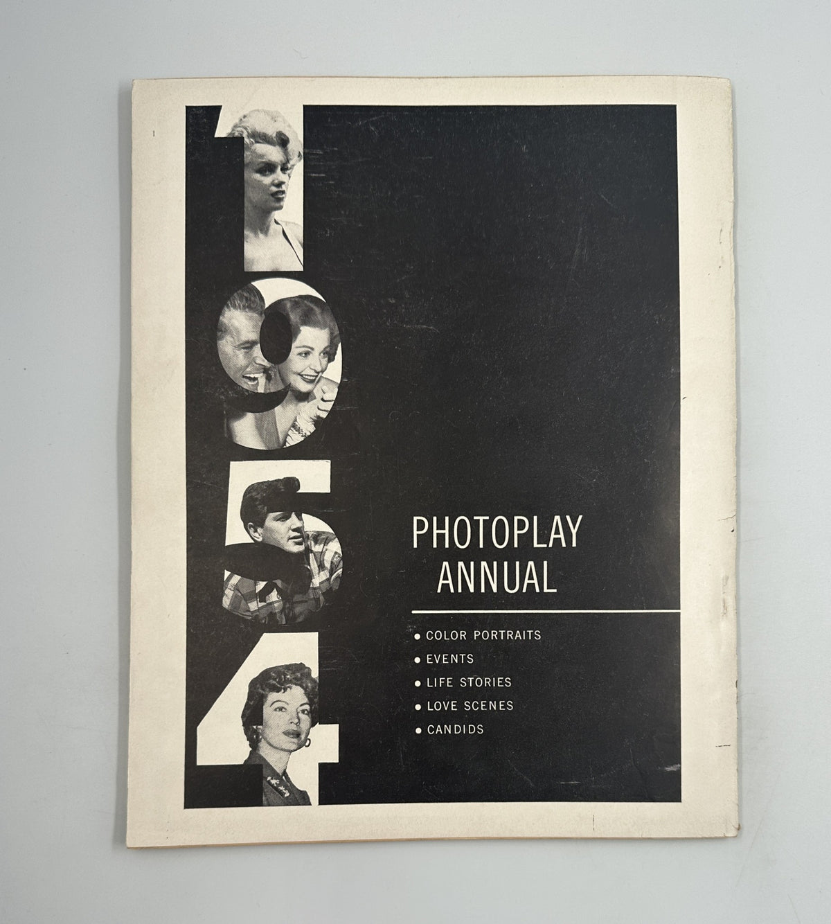 Cover of the Photoplay Annual Magazine 1954 featuring classic stars like Debbie Reynolds, Doris Day, and Bob Wagner, highlighting color portraits, events, love stories, and candid moments.