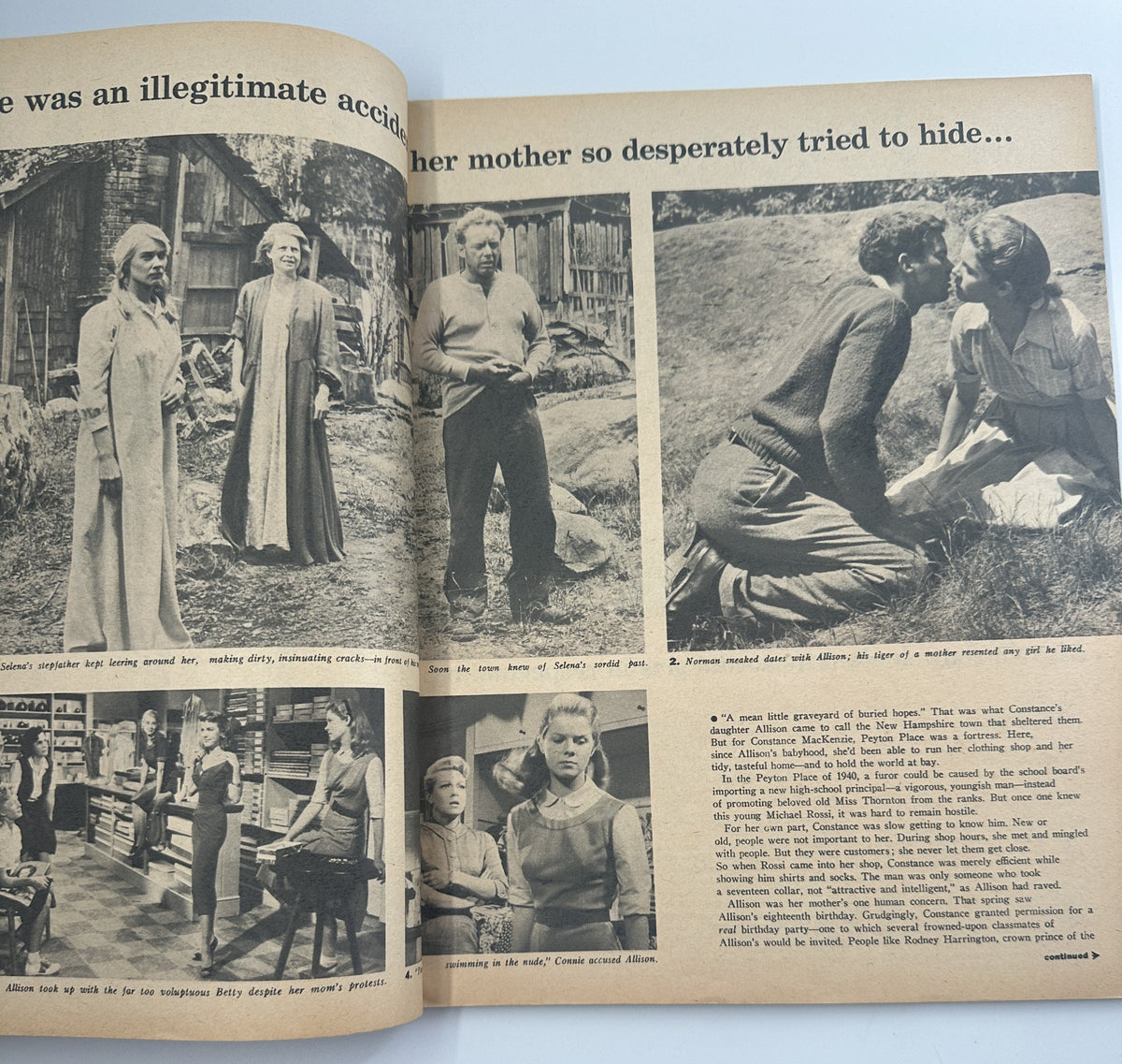 Inside page of Screen Stories Magazine Annual featuring a dramatic scene with characters hiding a secret, showcasing the narrative theme of hidden truths.