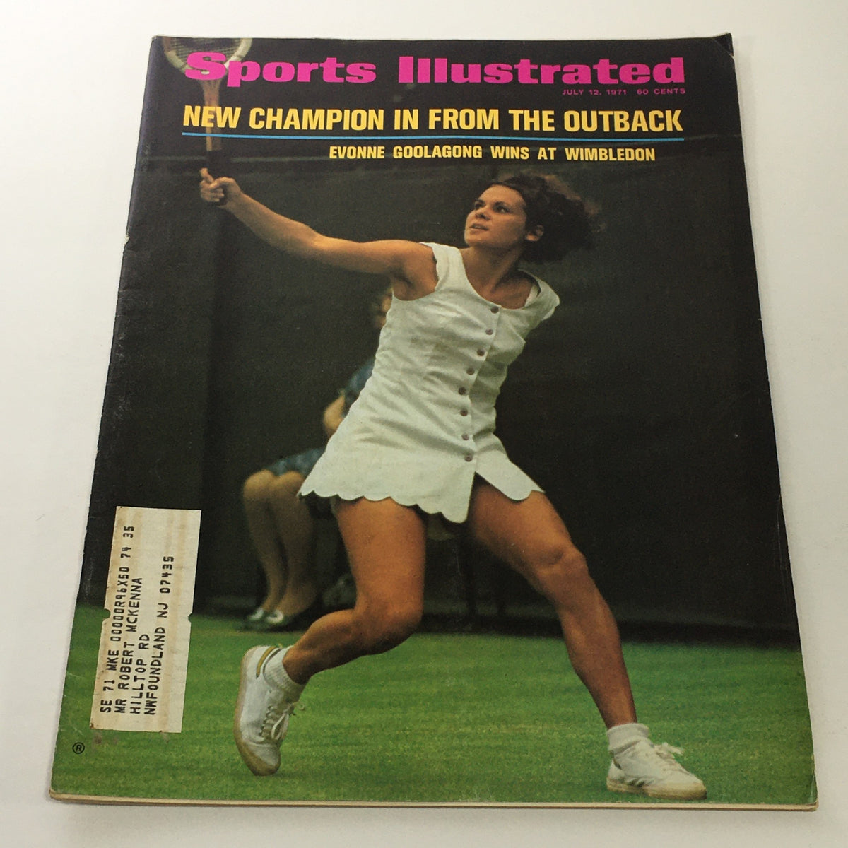 Cover of Sports Illustrated: July 12, 1971, featuring Evonne Goolagong winning Wimbledon, showcasing her in a white dress on the tennis court, highlighting a pivotal moment in sports history.