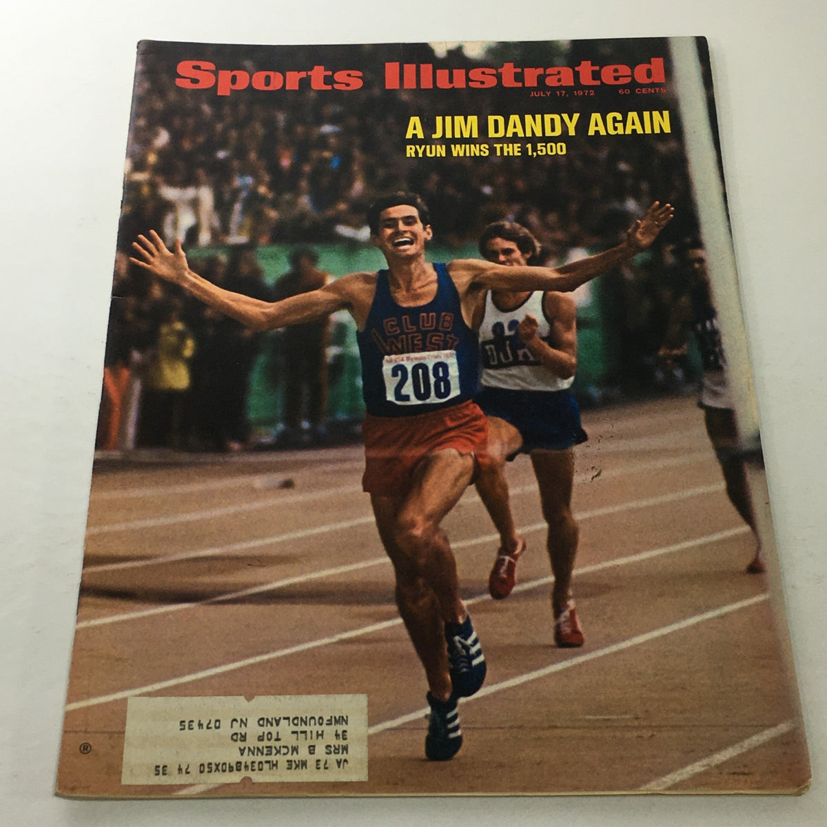 Cover of Sports Illustrated from July 17, 1972, featuring Jim Ryun celebrating his victory in the 1,500 meters, capturing a historic moment in athletics.