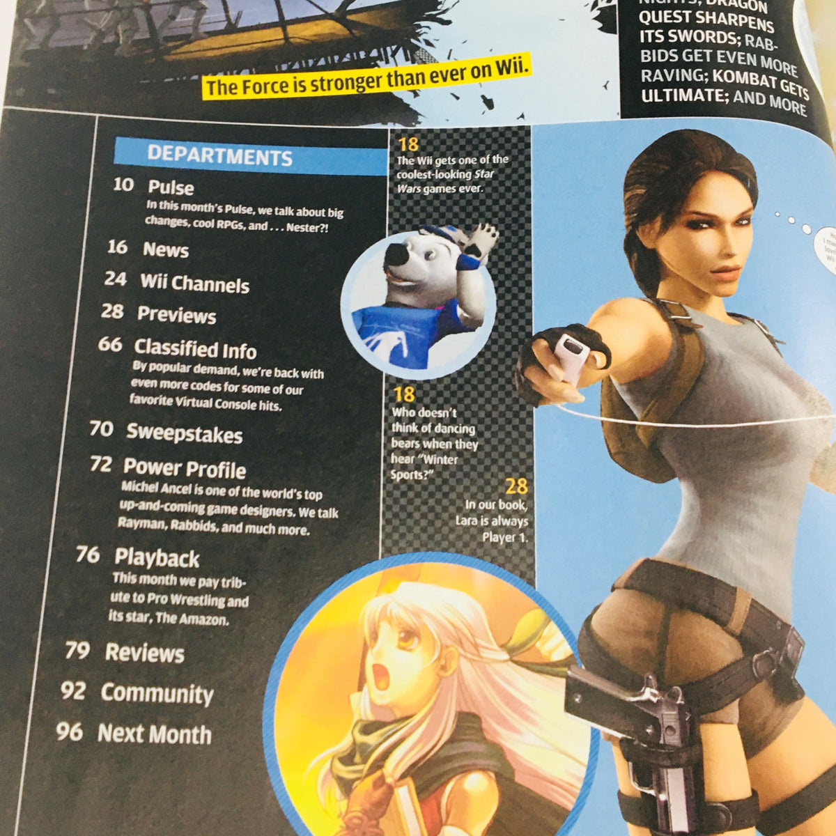 Interior page of Nintendo Power Magazine December 2007 displaying sections on gaming news, previews, and insights into various video games.