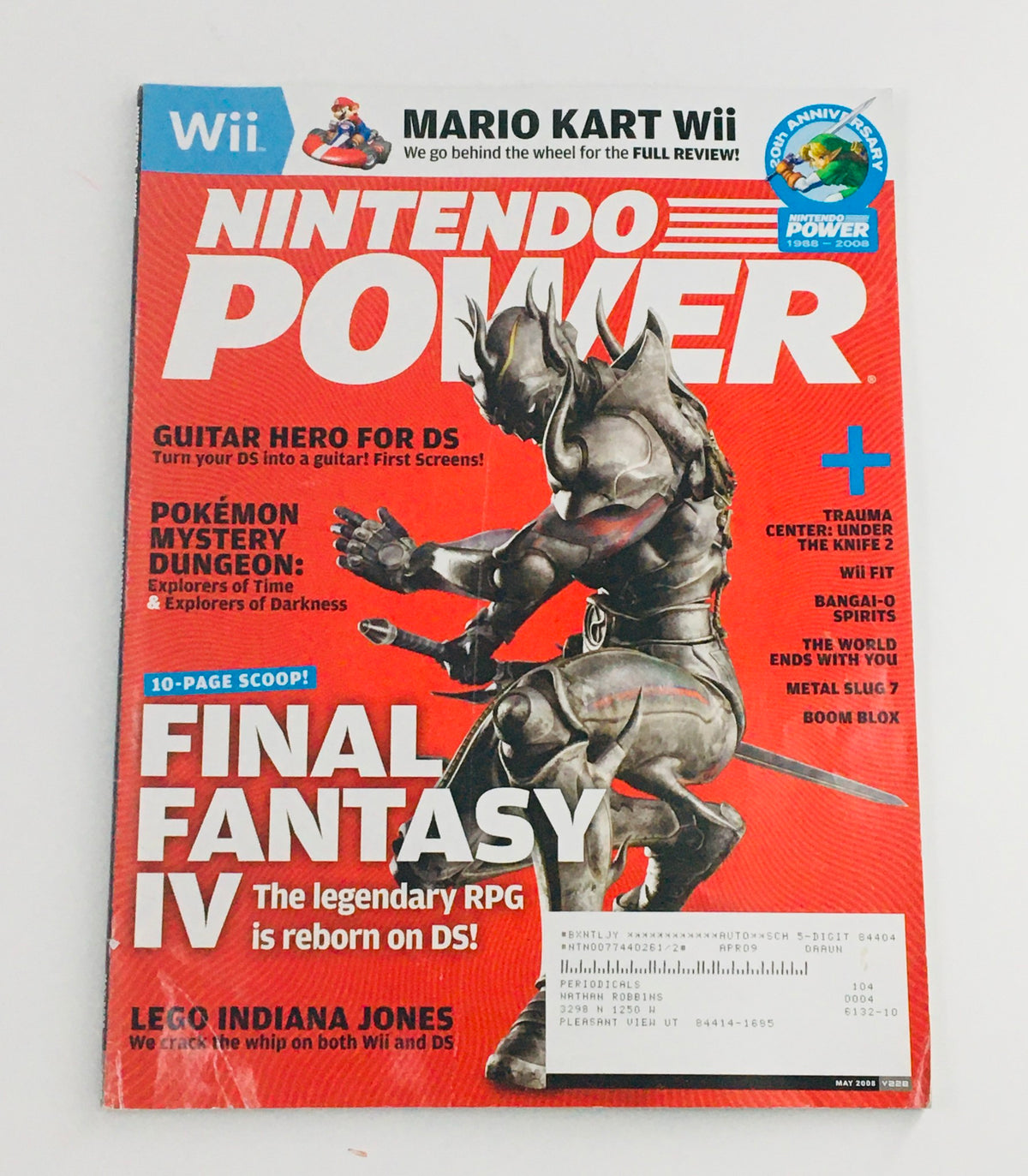 Cover of Nintendo Power Magazine from May 2008 featuring Final Fantasy IV: The Legendary RPG on DS, showcasing bold colors and graphics with gaming highlights.
