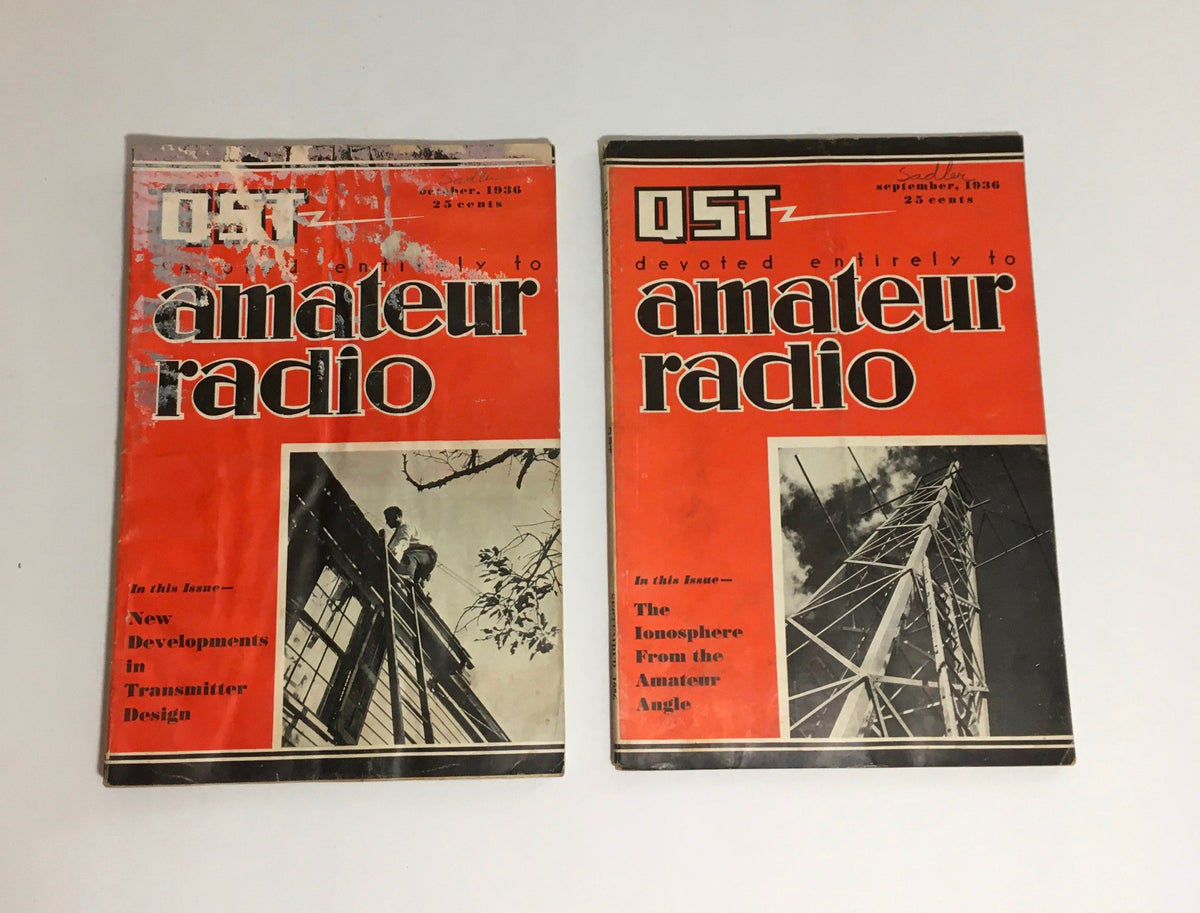 Lot of 12 Complete January to December 1936 QST Amateur Radio magazines presenting the September and October editions, featuring important developments in radio communication.