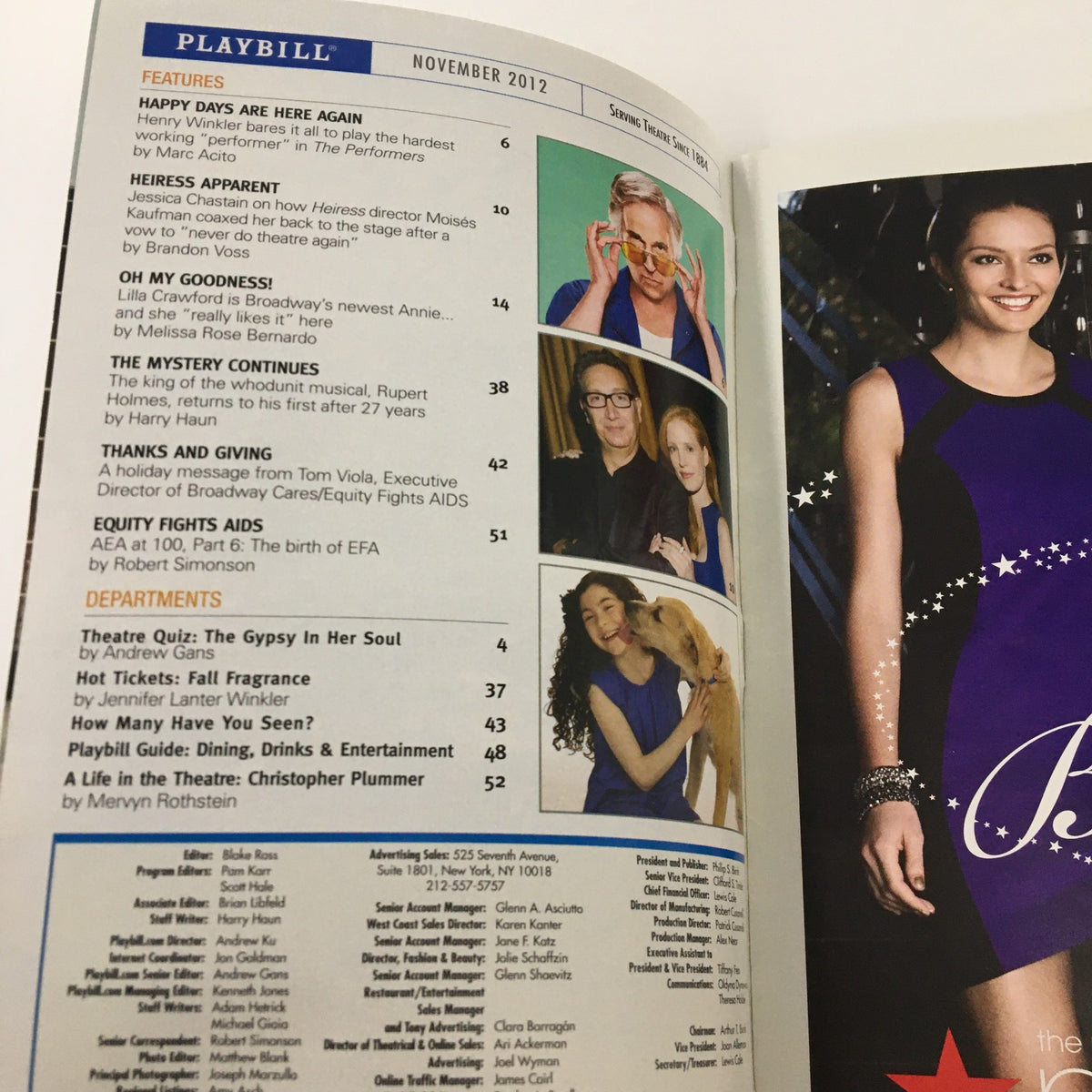 2012 Playbill Golden Child by David Henry Hwang, featuring an interior page with highlights from various Broadway performances and notable theater personalities.