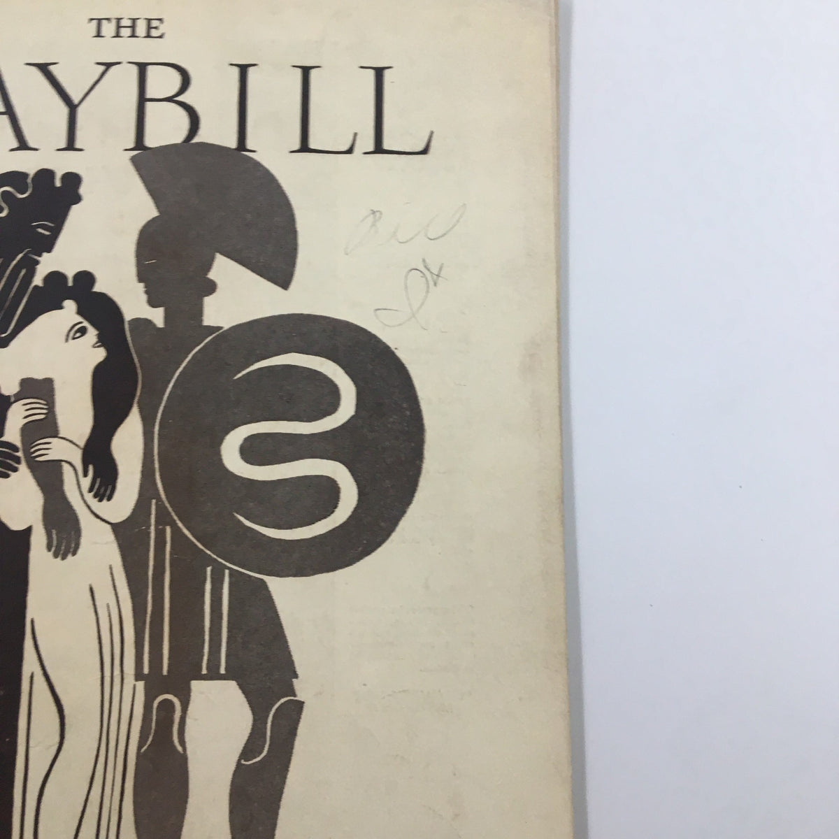 1937 Playbill from the Sam S. Shubert Theatre featuring a stylized cover design with characters, showcasing Alfred Lunt and Lynn Fontanne in 'Amphitryon 38'.