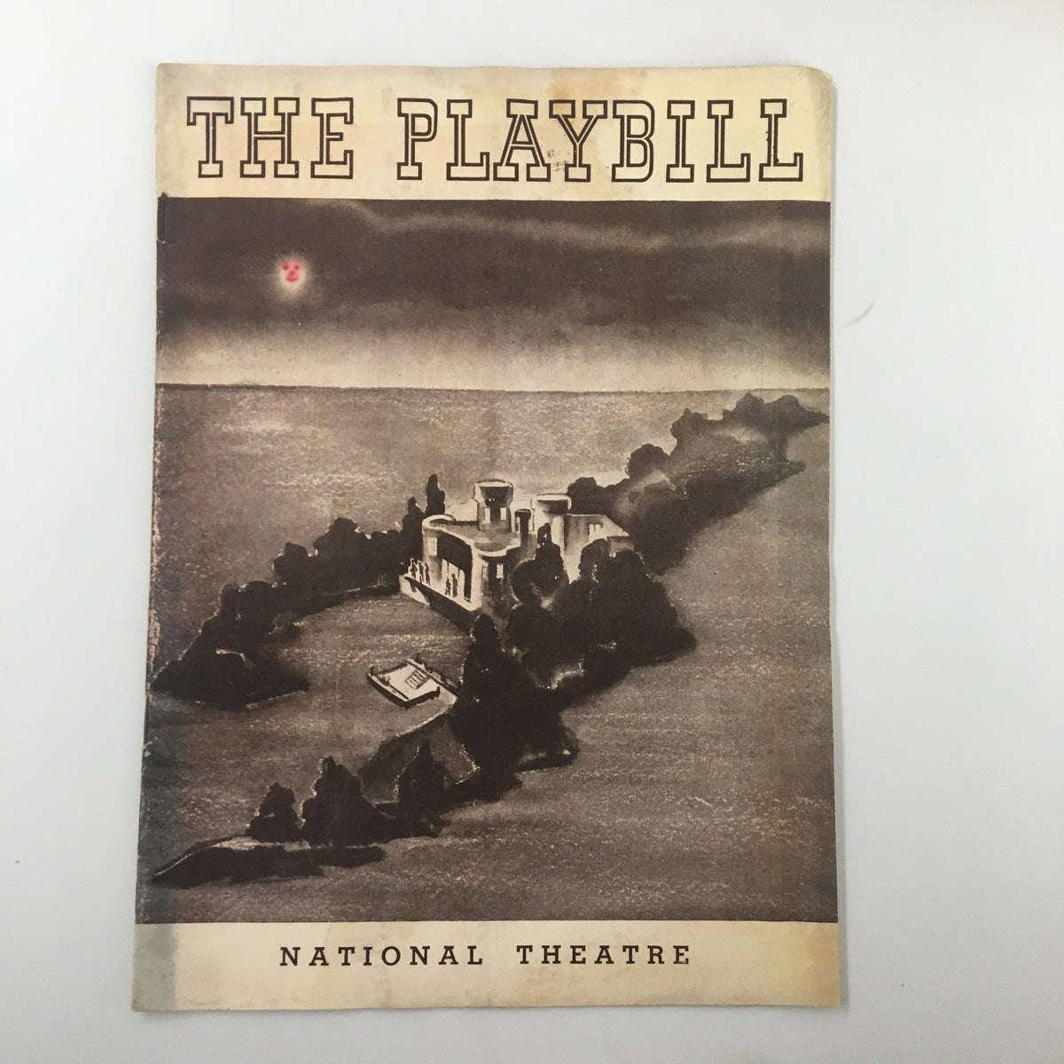 Front cover of the 1937 Playbill from the National Theatre featuring Angel Island by Bernie Angus, showcasing a vintage design.