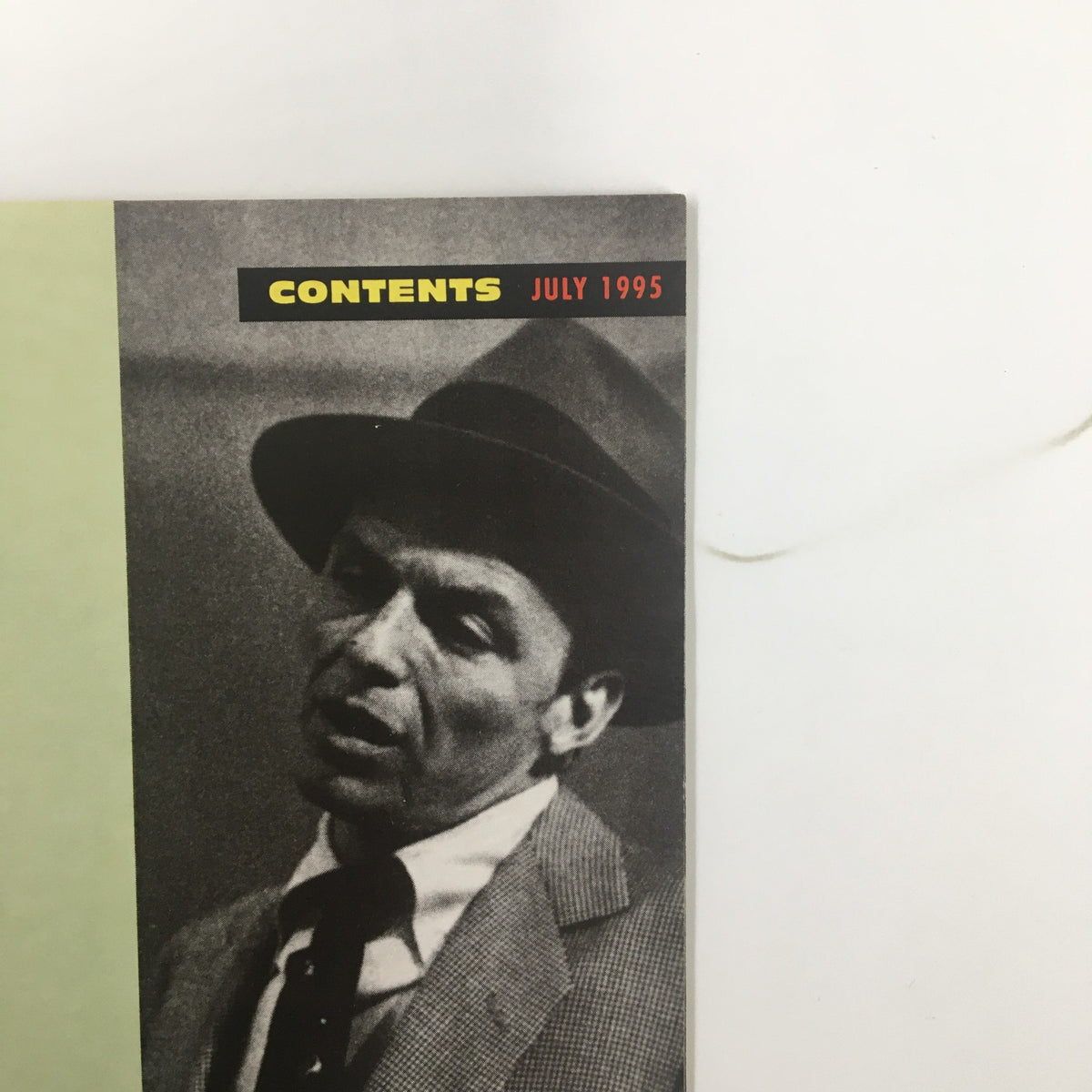 Contents page from the 1995 Stagebill for Carnegie Hall, highlighting 'His Way' featuring an image of Frank Sinatra.