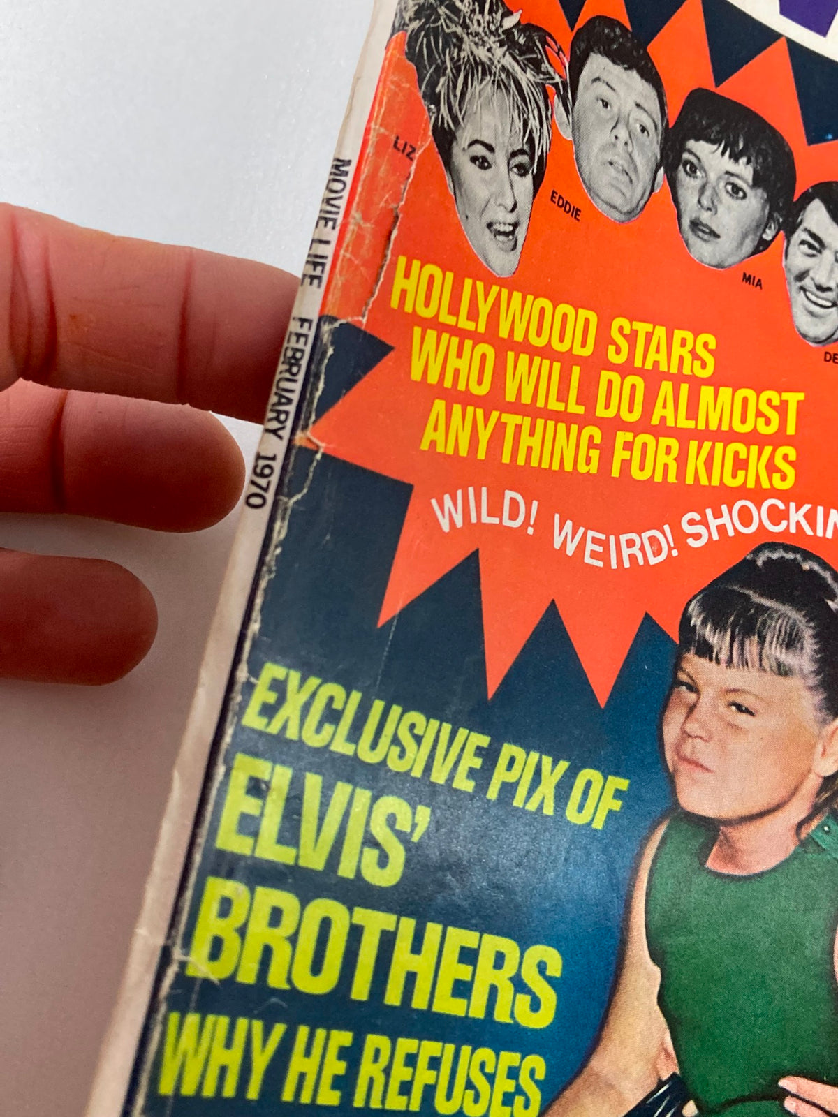 Cover of VTG Movie Life Magazine February 1970 Vol 33 #2 featuring a colorful design and headlines about Hollywood stars, including exclusive content about Elvis' brothers.