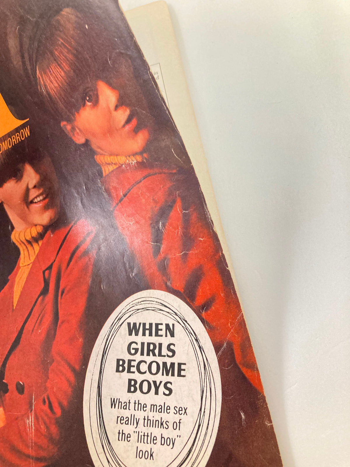 Cover detail of VTG IN Magazine October 1966 titled 'When Girls Become Boys', featuring a striking design and theme related to gender perspectives.