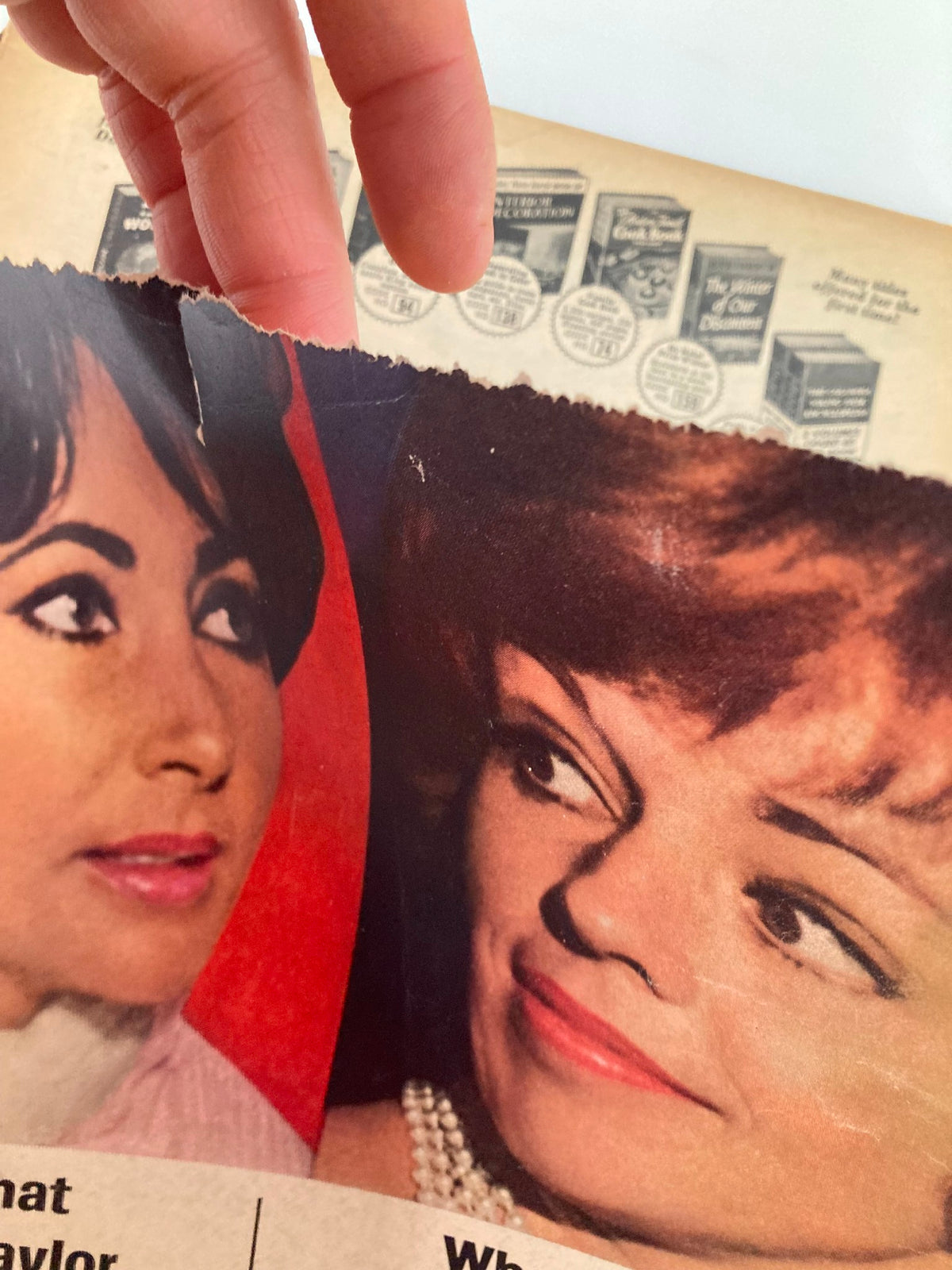 Close-up of the VTG TV Radio Mirror Magazine October 1963 featuring Liz Taylor and Carol Burnett with visible wear and tear on the edges.