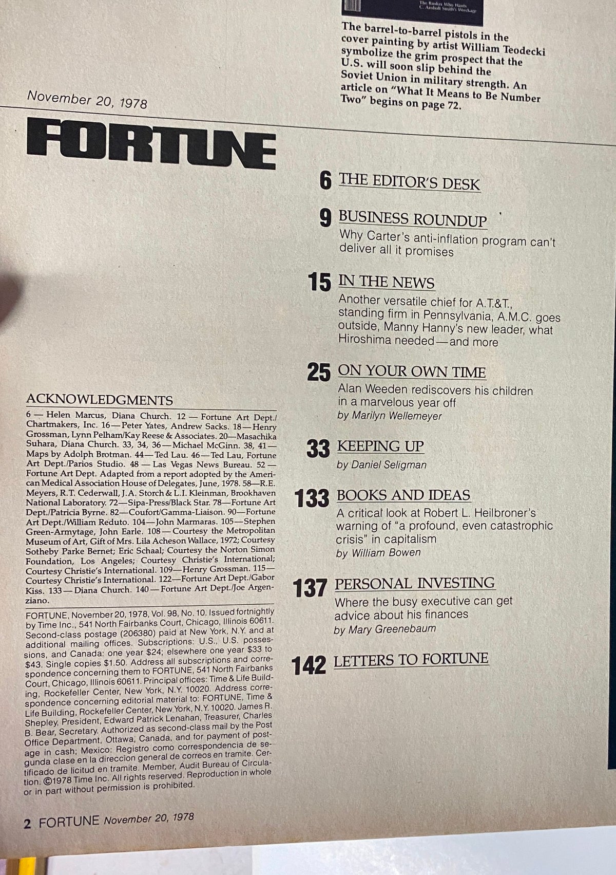 Fortune Magazine November 20, 1978 What It Means To Be Number Two VG