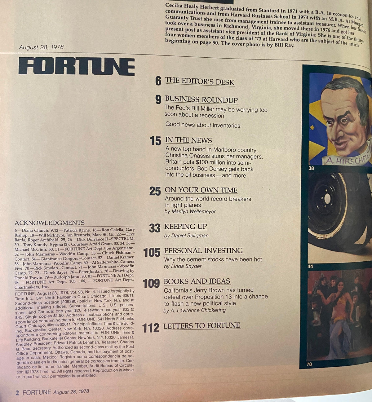 Fortune Magazine August 28, 1978 Cecilia Healy Herbert MBA Harvard '73 VG