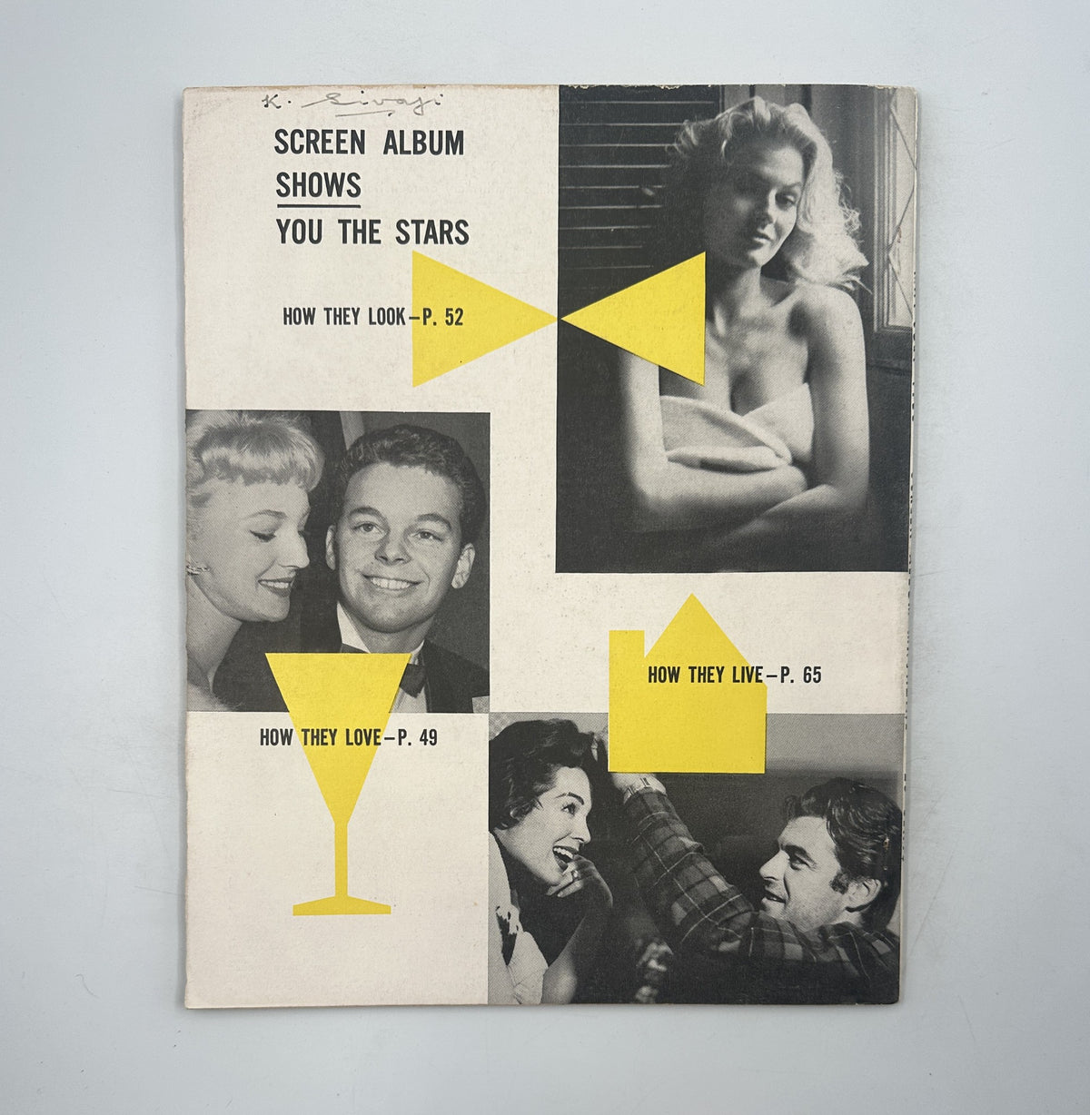 Cover of Screen Album Magazine May 1956 showcasing various star images and topics, including 'How They Look,' 'How They Love,' and 'How They Live.'