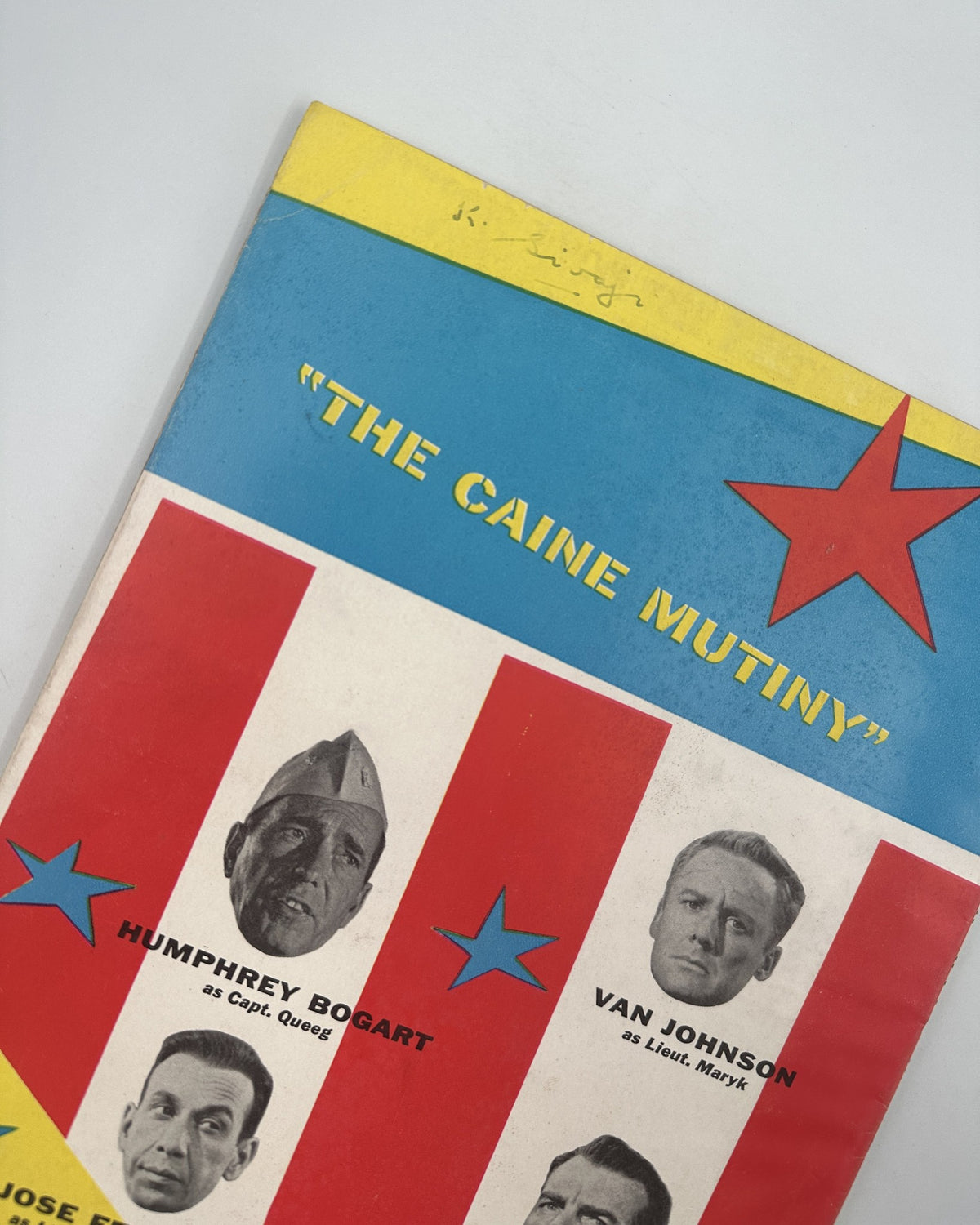 Screen Hits Annual Magazine 1954 featuring the cover of The Caine Mutiny with iconic stars Humphrey Bogart and Van Johnson displayed prominently.
