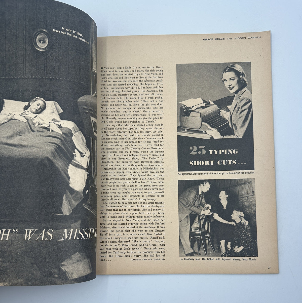 Hollywood Life Stories Magazine No.5 1955 featuring Grace Kelly in a contemplative moment, illustrating her hidden warmth as part of the magazine's portrayal of famous personalities.