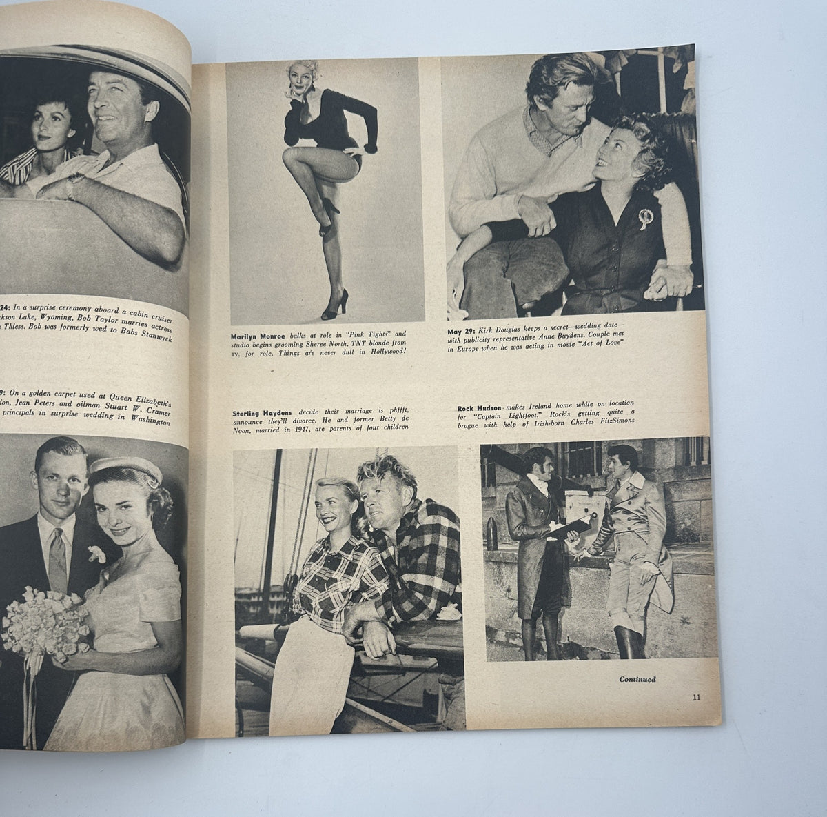 Photoplay Magazine Annual 1955 includes a page with featured Hollywood stars like Marilyn Monroe and Rock Hudson, capturing memorable moments.