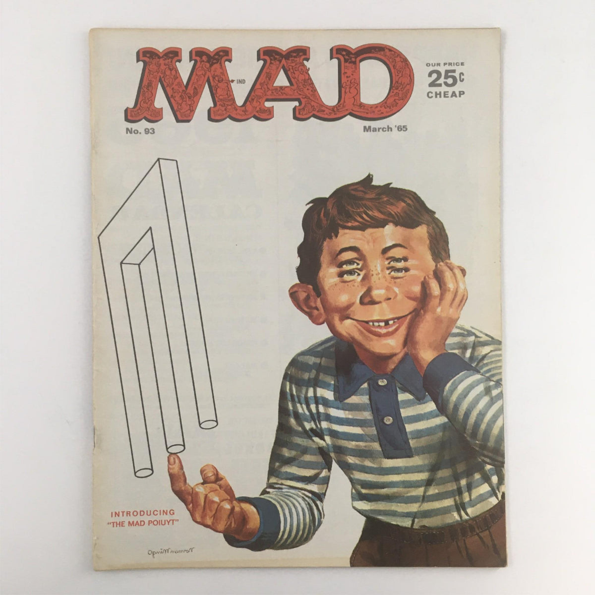 Mad Magazine March 1965 No. 93 cover featuring a character with a playful expression, introducing 'The Mad Poiuyt', embodying the iconic humor style of the magazine.
