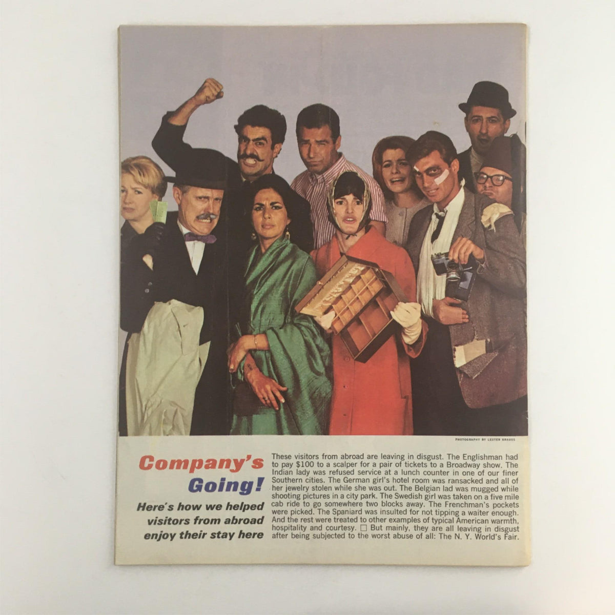 Back cover of Mad Magazine March 1965 No. 93, showcasing a humorous group photo titled 'Company's Going!' highlighting the magazine's satirical take on social issues.