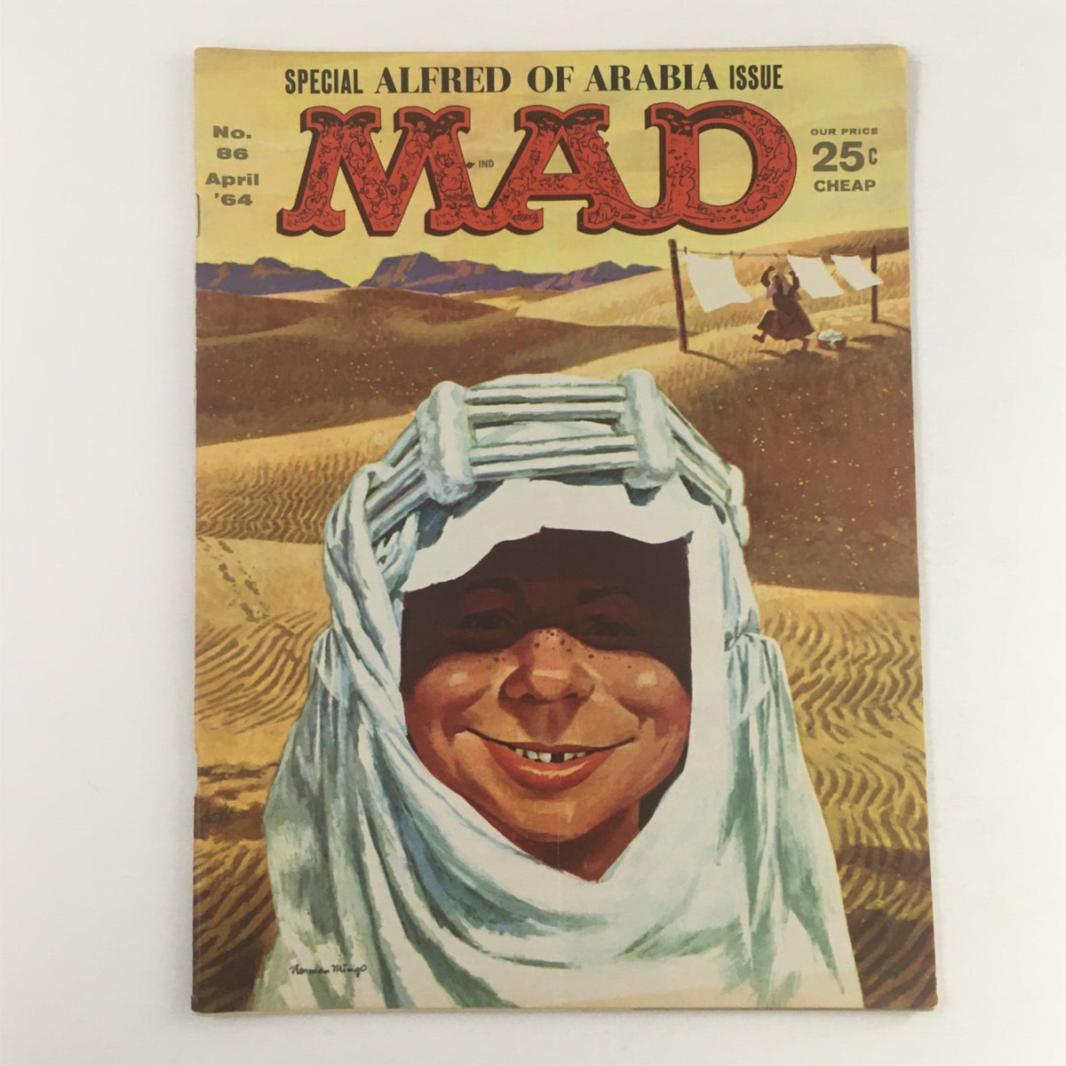 Mad Magazine April 1964 No. 86 Alfred of Arabia Issue cover featuring colorful artwork of a smiling character in traditional attire against a desert backdrop.