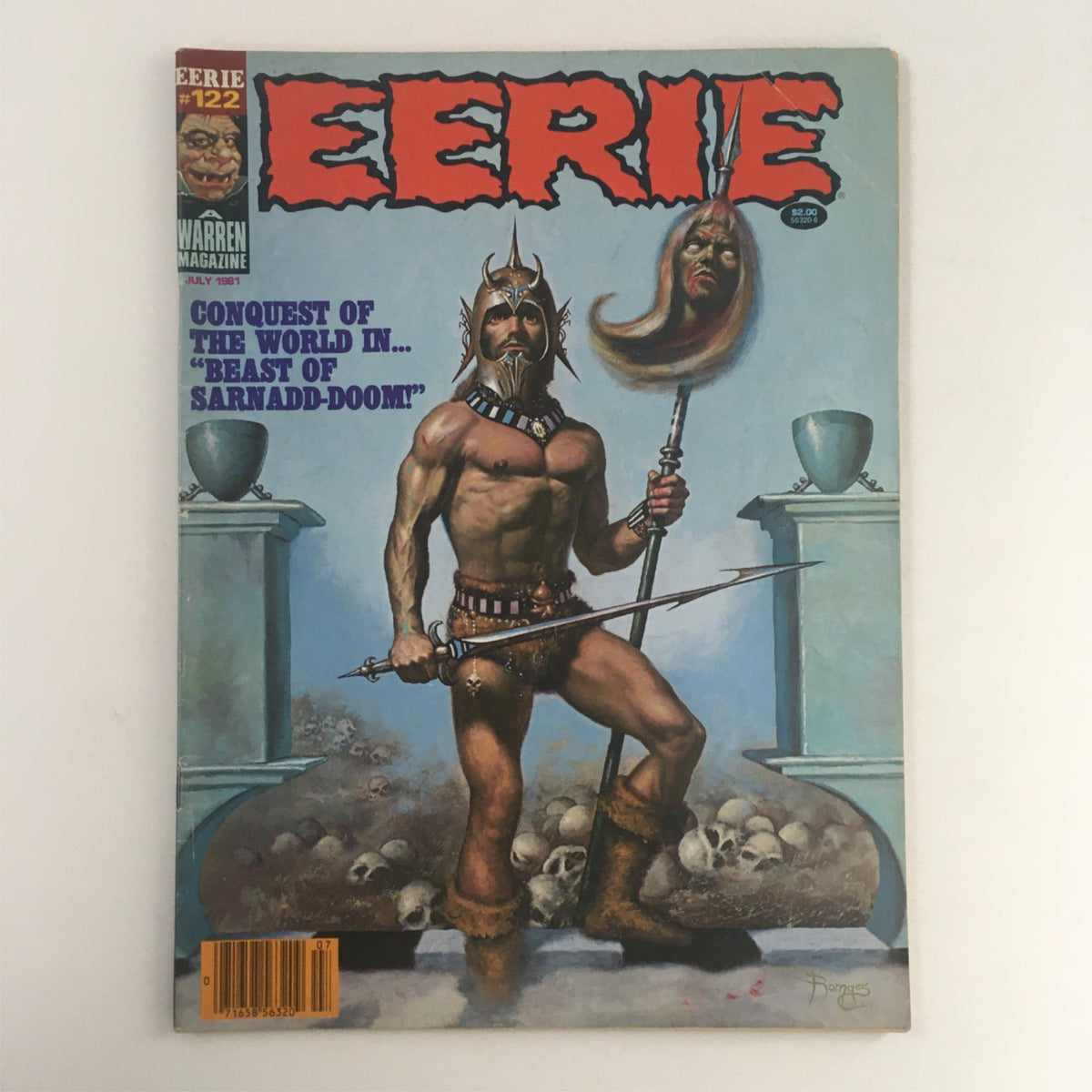 Eerie Magazine July 1981 #122 front cover featuring the title 'Eerie' and the story 'Beast Of Sarnadd-Doom!' with dramatic artwork.