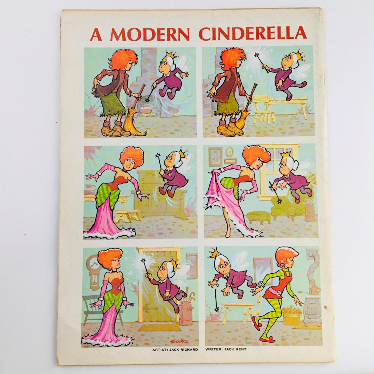Interior page of Mad Magazine July 1968 No. 120 presenting a comic strip titled 'A Modern Cinderella' illustrated by Jack Rickard, highlighting vintage humor and comic storytelling.