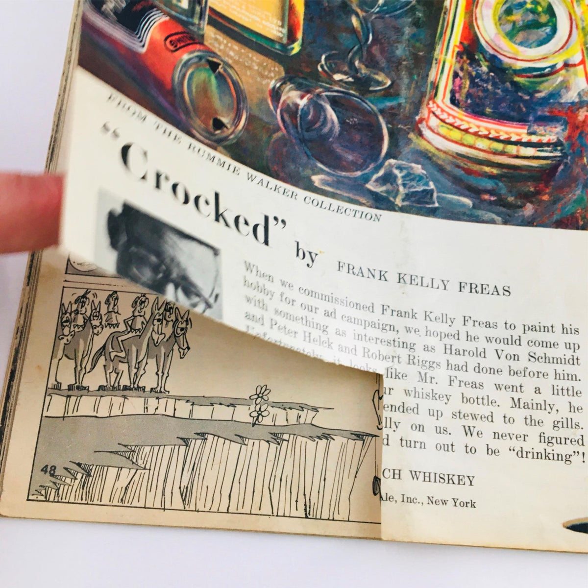 Detailed view of the back cover of Mad Magazine July 1960 No. 56 with an illustration and text about 'Crocked' by Frank Kelly Freas.