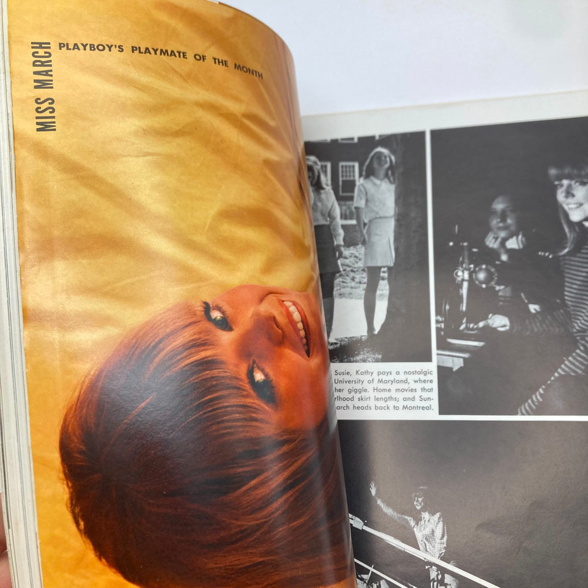 Inside page of Playboy Magazine March 1969 featuring Penny James, highlighting her as Playmate of the Month with vibrant photography.