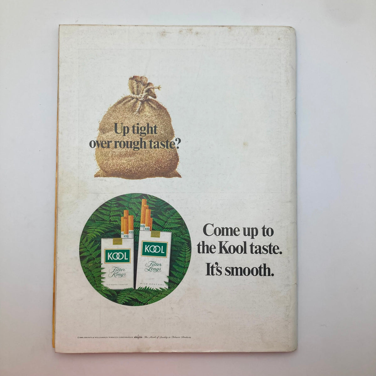 Back cover of Playboy Magazine March 1969 featuring an advertisement for Kool cigarettes, showcasing vintage design and advertising style of the era.