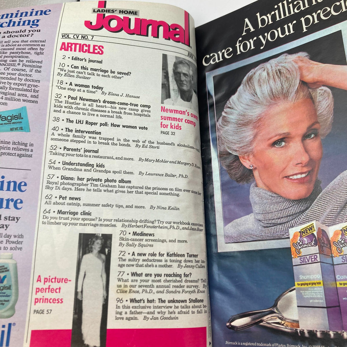 Ladies' Home Journal Magazine July 1988 Princess Diana and Paul Newman