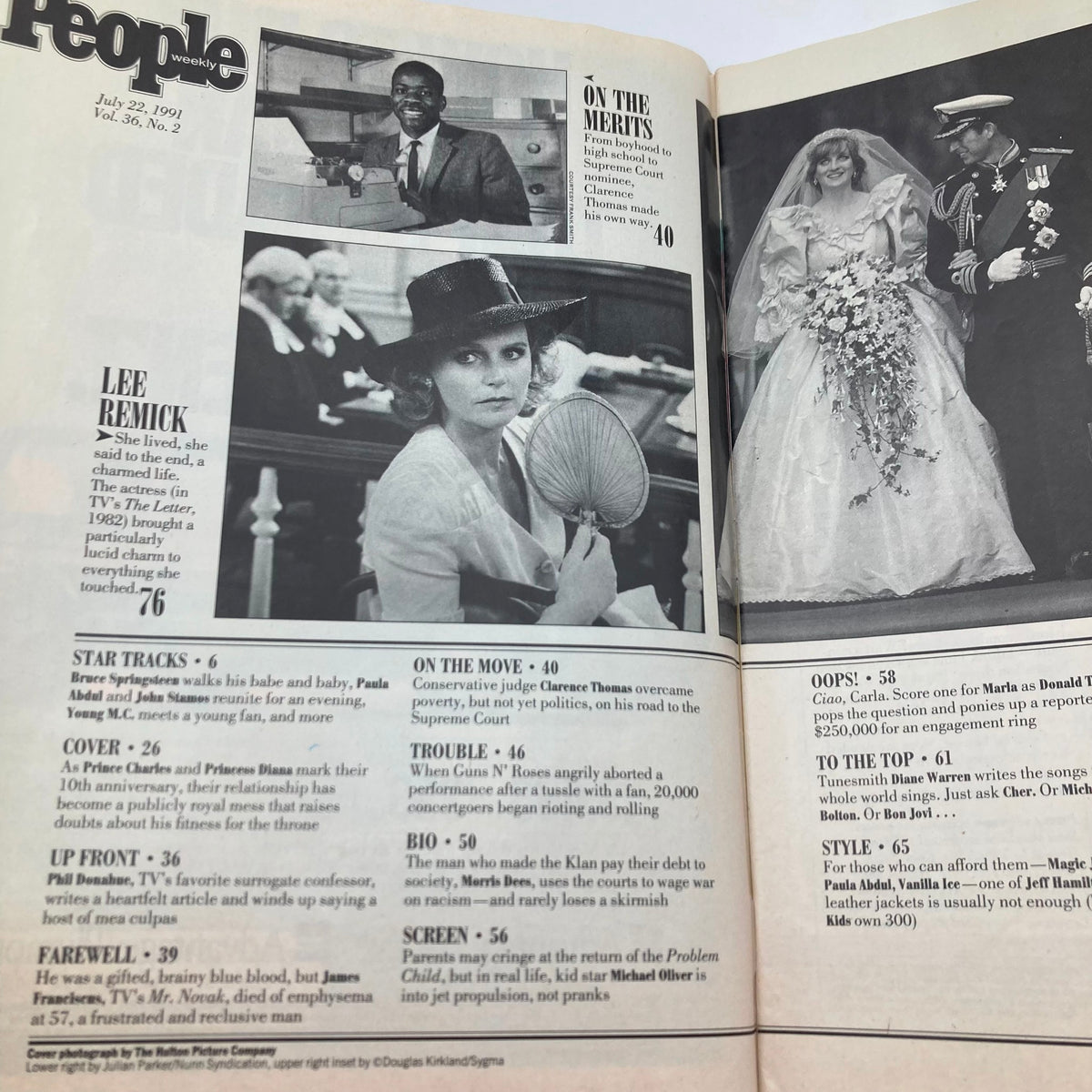 Inside the People Weekly Magazine July 22 1991, a feature on actress Lee Remick and royal couple Prince Charles and Princess Diana's wedding, showcasing 1990s celebrity culture.