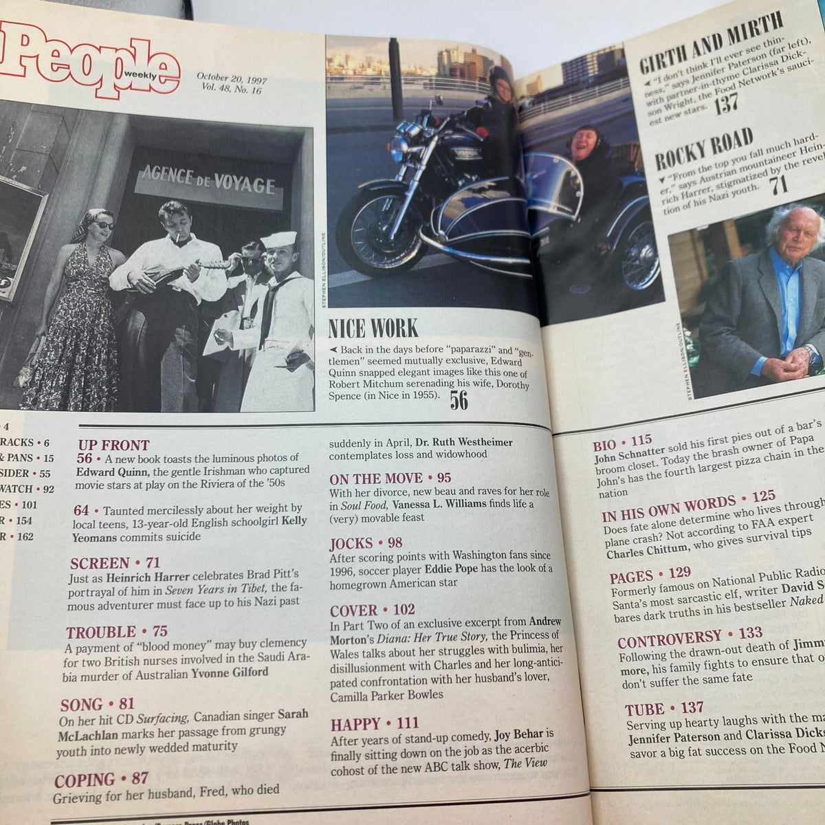 Inside page of People Weekly Magazine October 20 1997 showcasing various sections, including a preview of the article on The Diana Interviews.