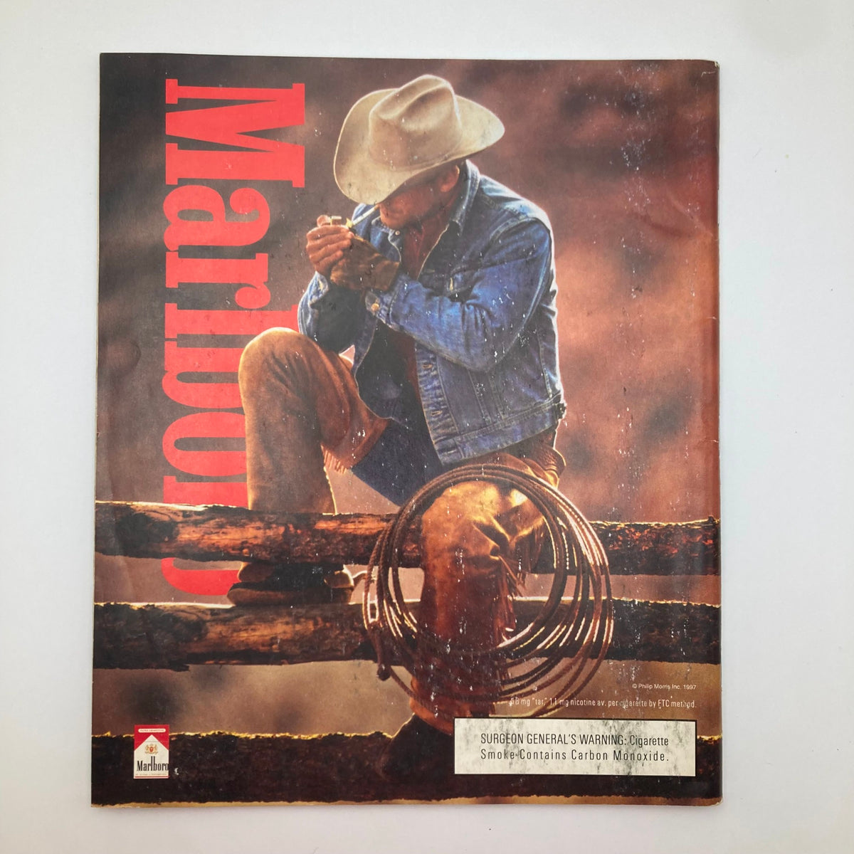 Back cover of Life Magazine November 1997 presenting a striking image of a cowboy, showcasing a classic Marlboro advertisement.