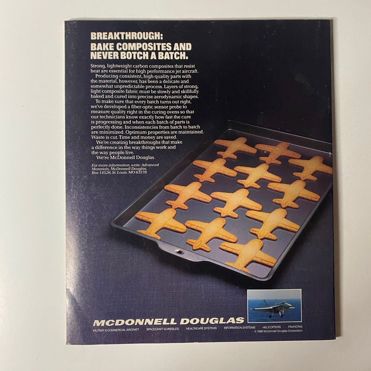 Fortune Magazine May 25, 1987 Ray Smith and Irvine Hockaday cover featuring an illustration of cookie-shaped airplanes on a baking tray, highlighting innovative manufacturing techniques by McDonnell Douglas.