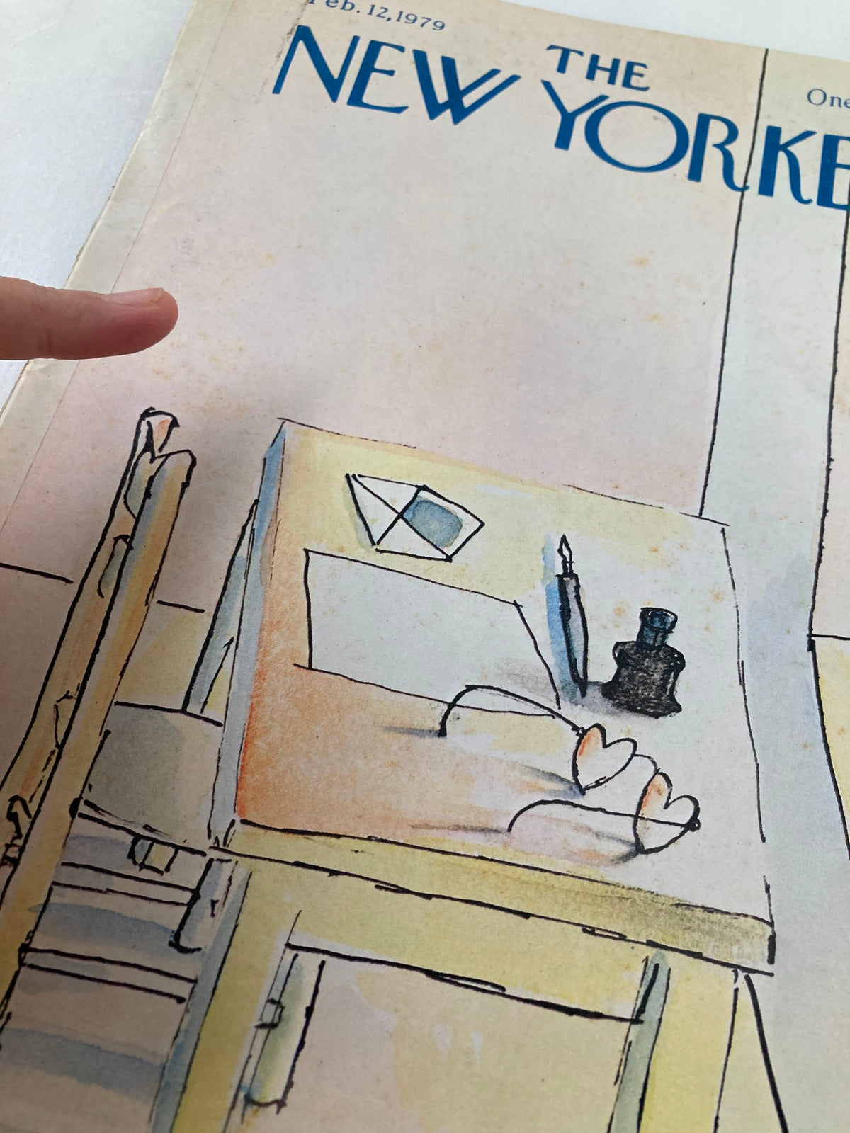 COVER ONLY The New Yorker February 12 1979 Desk by Andre Francois highlighting intricate details of a desk scene with stationery and a window.