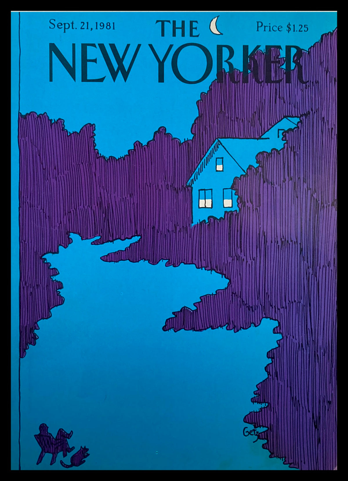 Cover of The New Yorker September 21, 1981, featuring artwork 'Lakeside' by Arthur Getz with a serene depiction of a lake, trees, and a house, capturing the essence of nostalgia.
