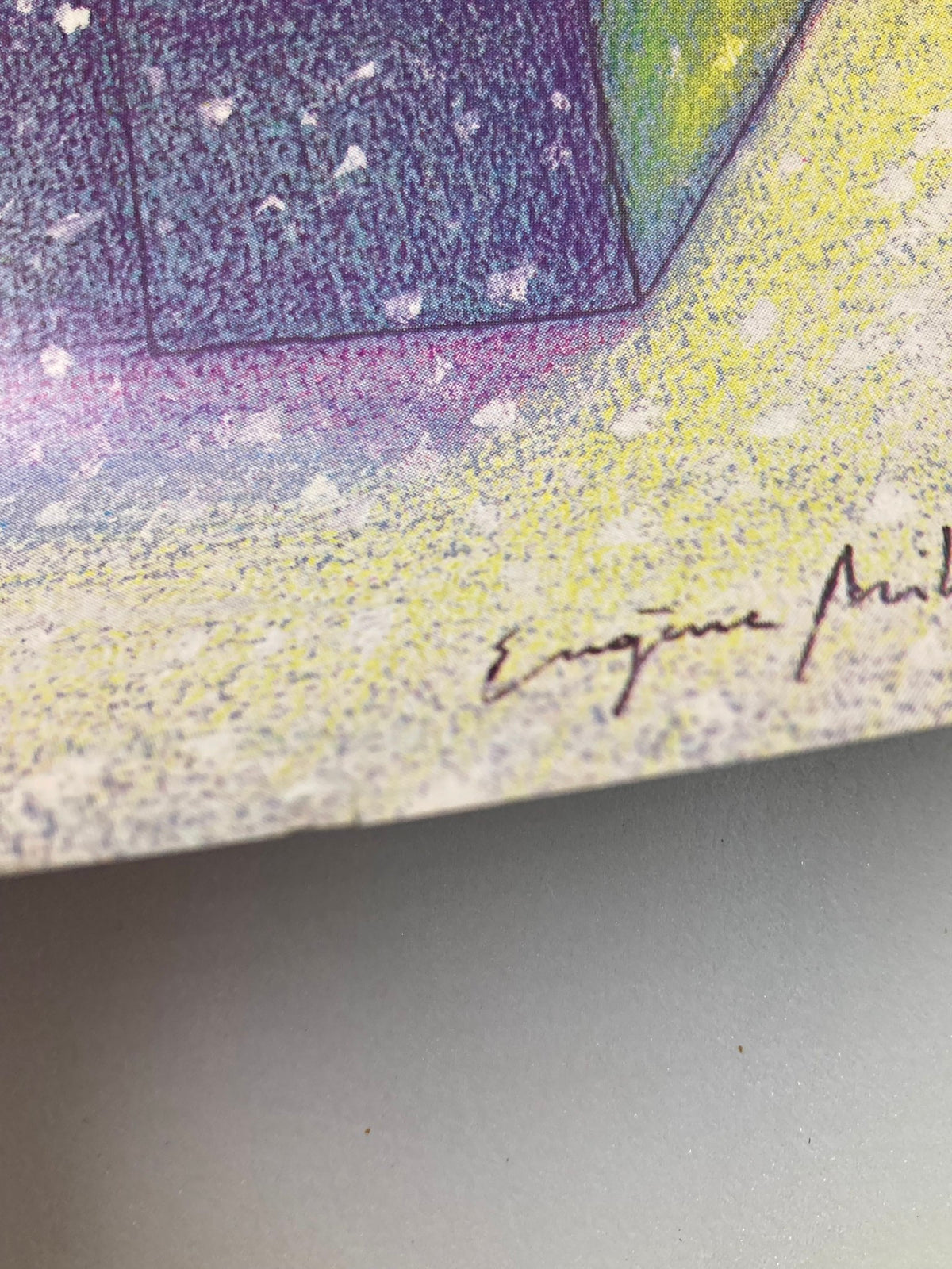 Close-up detail of the Fruit Stand illustration from the COVER ONLY The New Yorker January 12 1981, showcasing the signature of artist Eugene Mihaesco alongside the colorful fruit display.