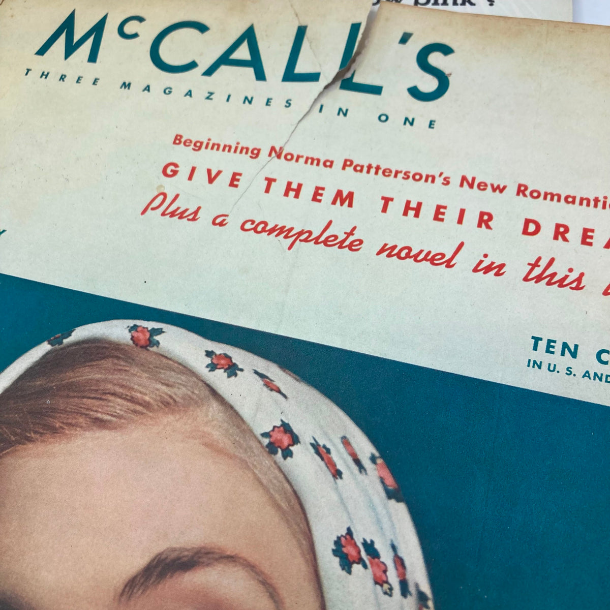 Cover of VTG McCall's Magazine July 1938 featuring the article 'Give Them Their Dreams' by Norma Patterson, showcasing vintage design and era-specific marketing.
