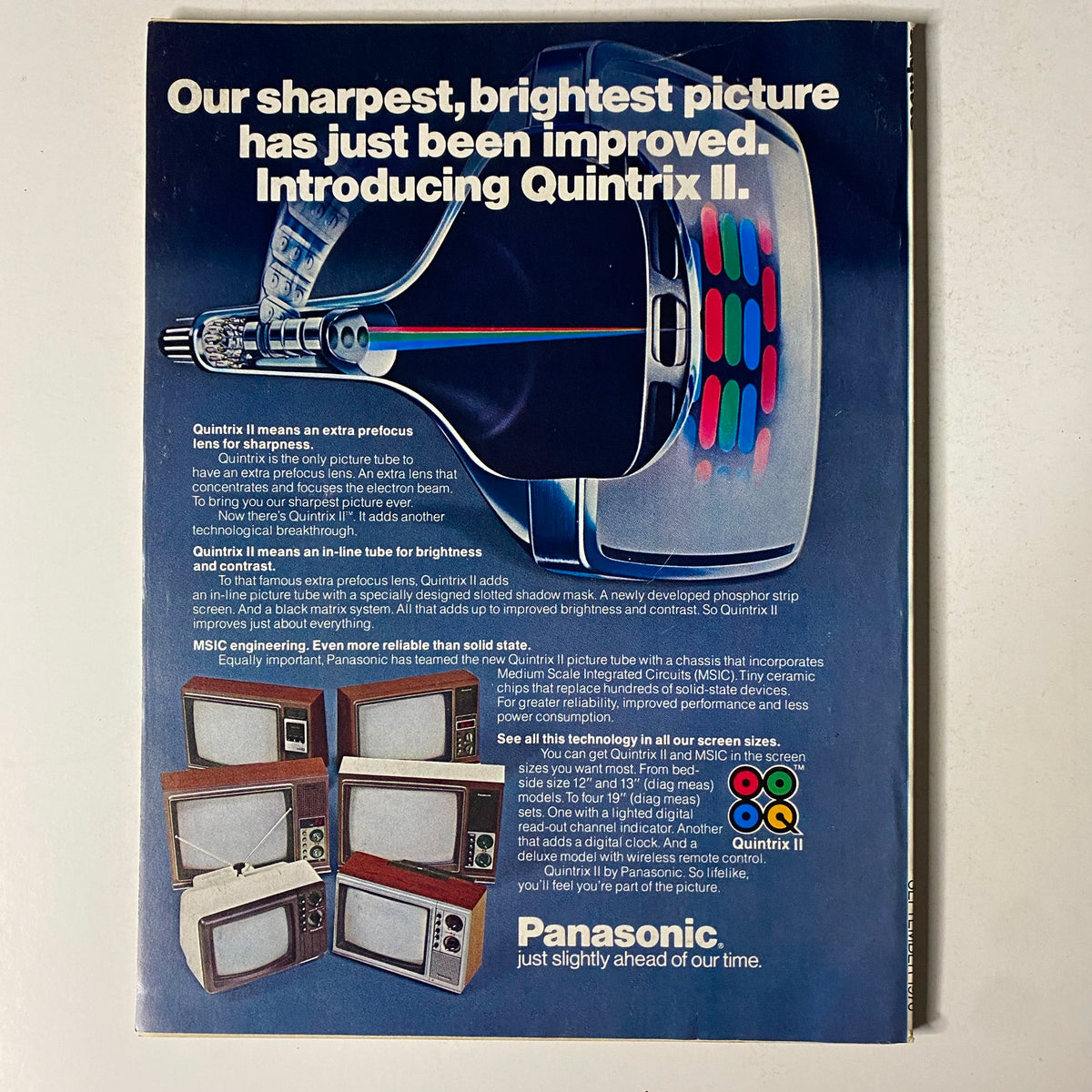 Advertisement page from Esquire Magazine September 1976 showcasing Panasonic's Quintrix II technology with graphics demonstrating improved TV display features.
