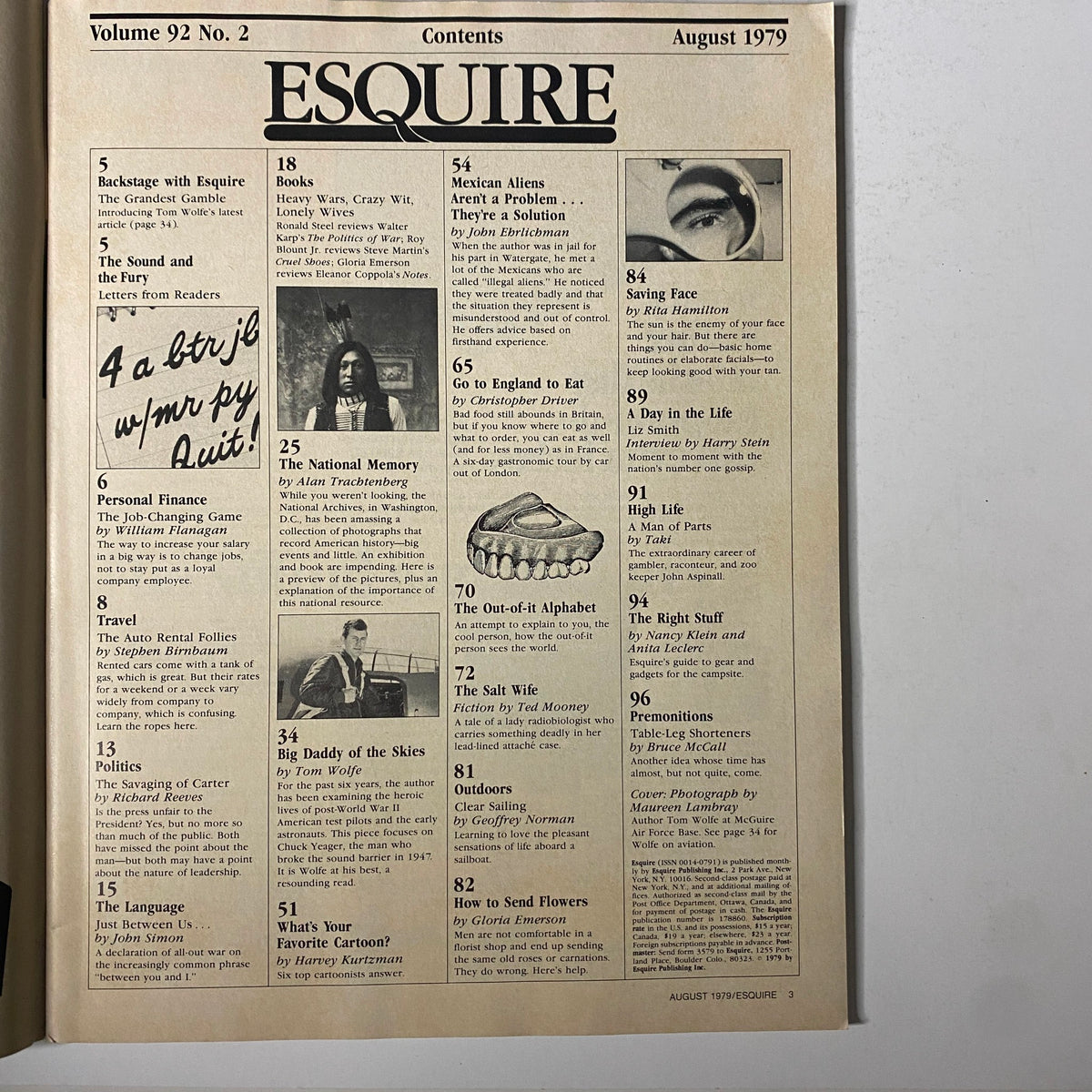 Esquire Magazine August 1979 Author Tom Wolfe at McGuire Air Force Base VG