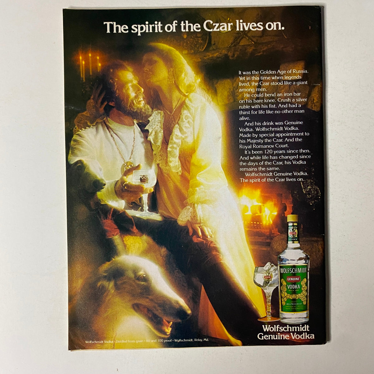 Esquire Magazine August 15, 1978 featuring an advertisement for Wolfschmidt Genuine Vodka, depicting a romantic scene reminiscent of the Golden Age of Russia, illustrating the tagline 'The spirit of the Czar lives on.'