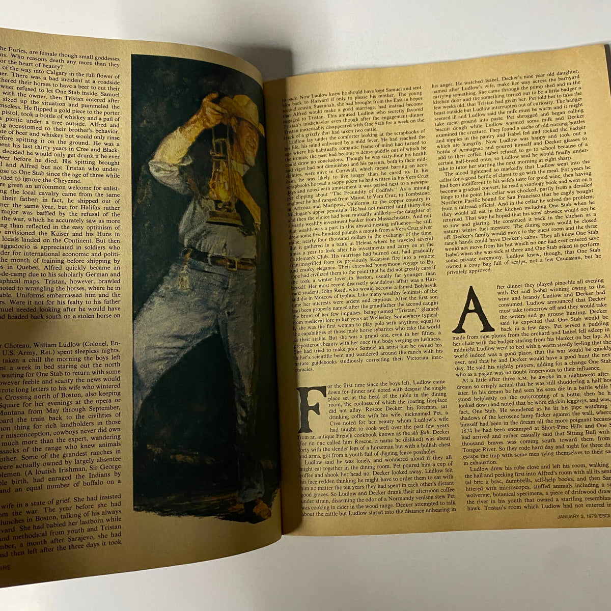 Interior page of Esquire Magazine January 2-16, 1979 showcasing an article with a vintage illustration and text related to cultural commentary.