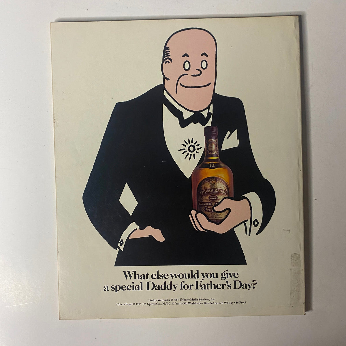 Back cover of Fortune Magazine June 24, 1985 featuring an advertisement for Chivas Regal whiskey, promoting it as a gift for Father's Day.